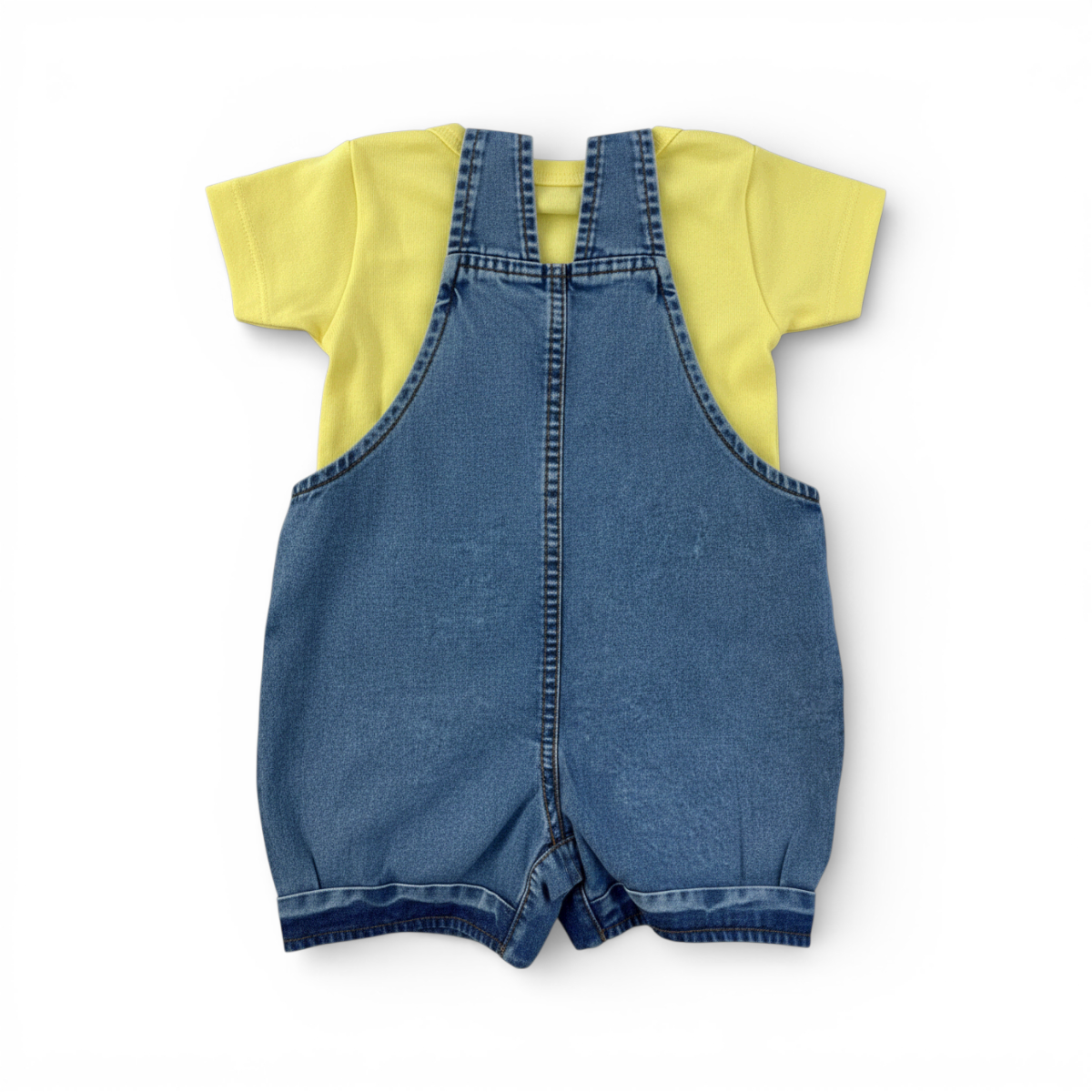 Jardineira Jeans Masculina Infantil Brokinha Urso Trator com Blusa