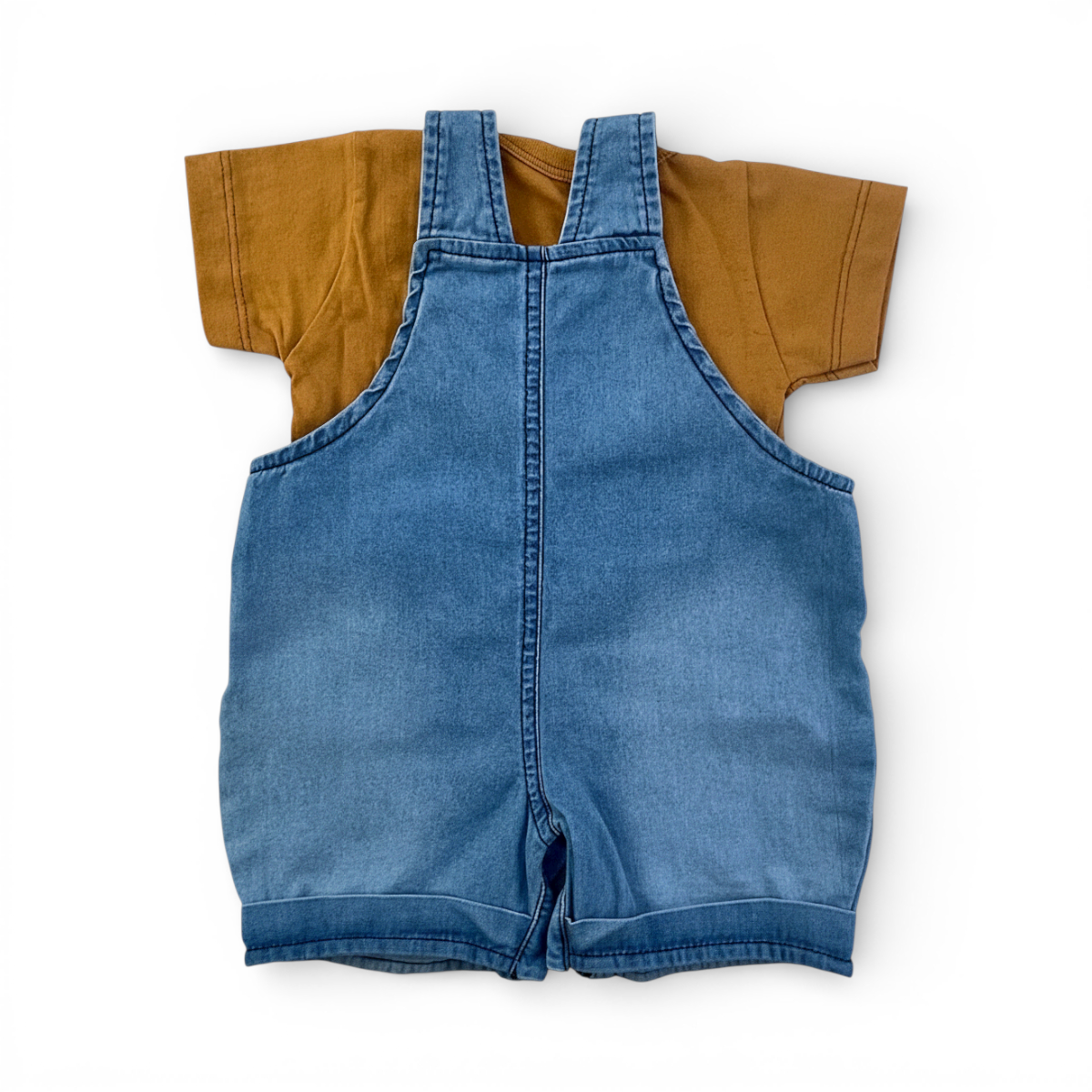 Jardineira Jeans Masculina Infantil Brokinha Leãozinho com Blusa