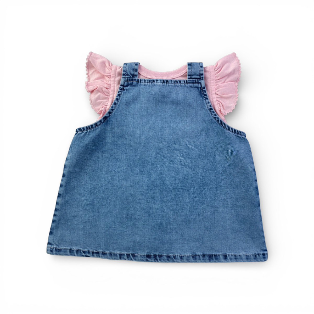 Jardineira Jeans Feminina Infantil Brokinha Jardim Encantado com Blusa