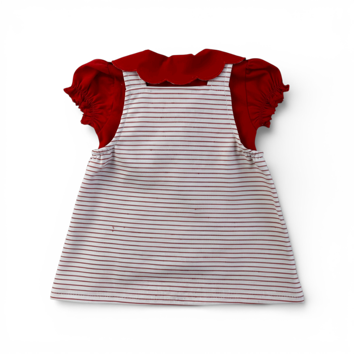 Vestido Infantil Brokinha Florzinhas com Blusa de Gola Bordada