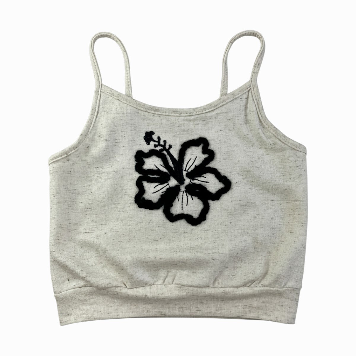 Conjunto Feminino Infantil Have Fun Hibisco Bordado em Malha Linho