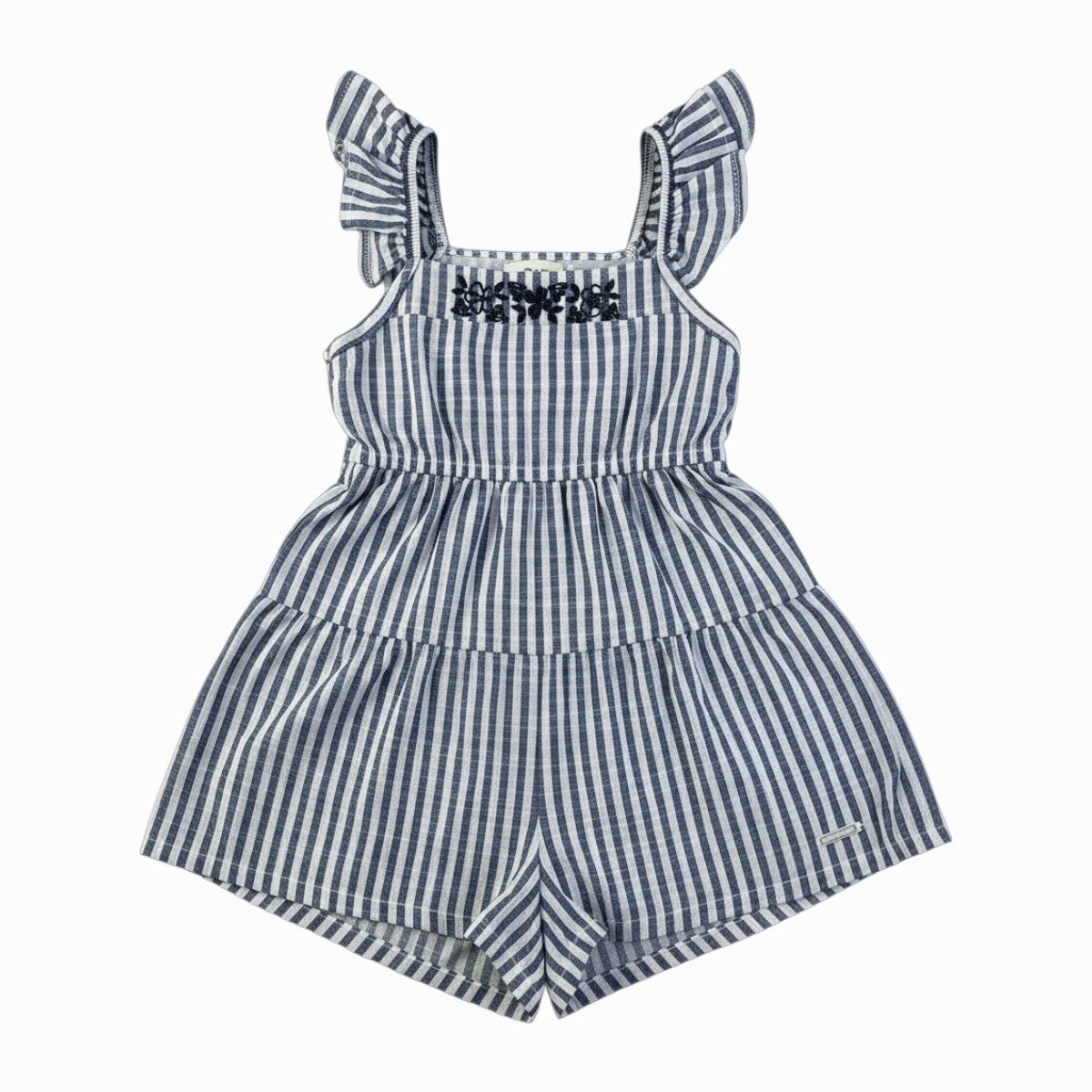 Macaquinho Feminino Infantil Fun Jeans Flower Listrado
