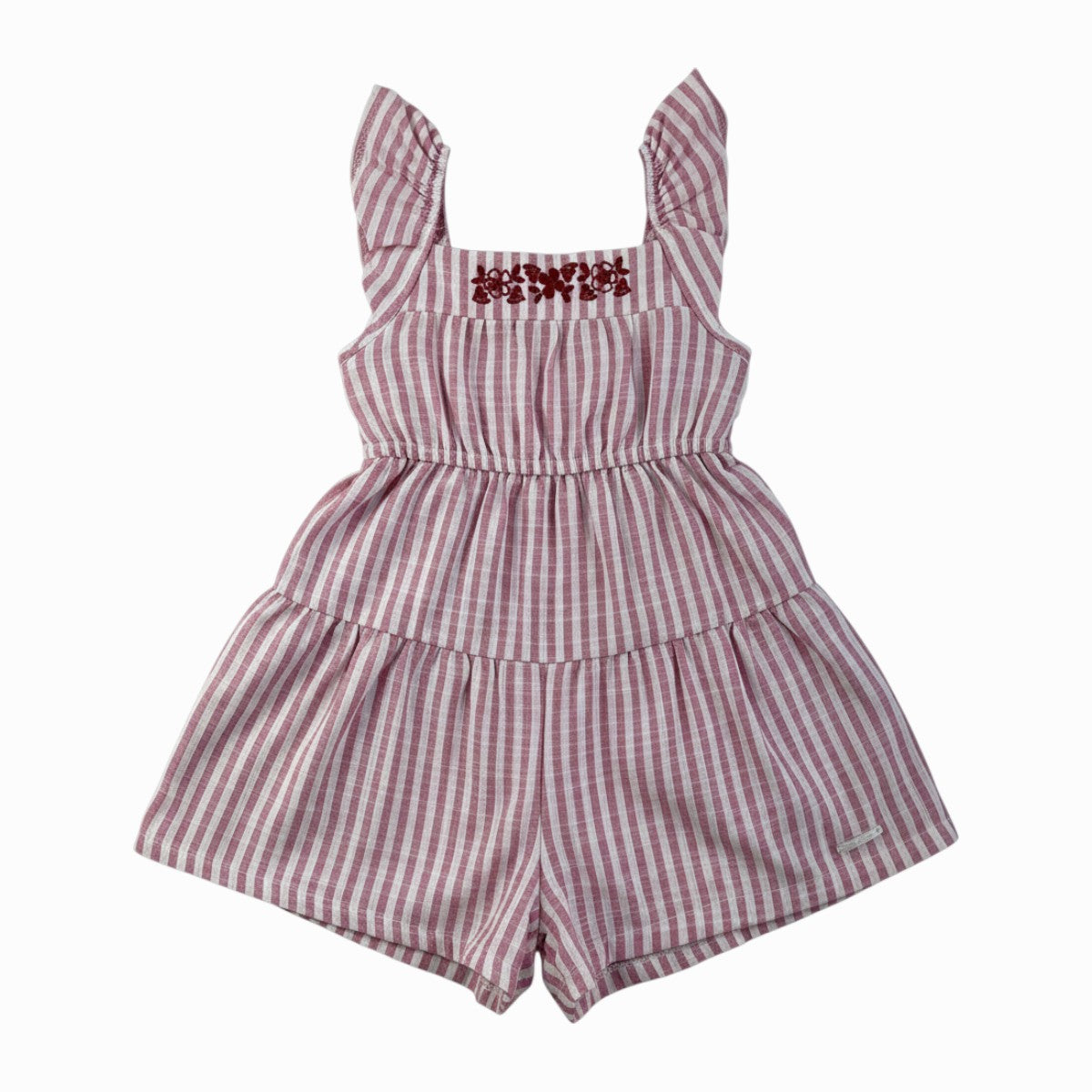 Macaquinho Feminino Infantil Fun Jeans Flower Listrado