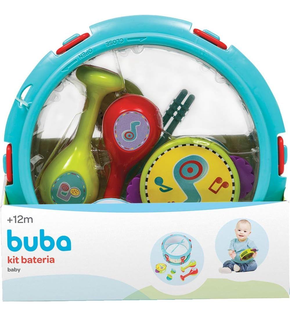 Brinquedo Kit Bateria Instrumento Musical Bebê Infantil Buba