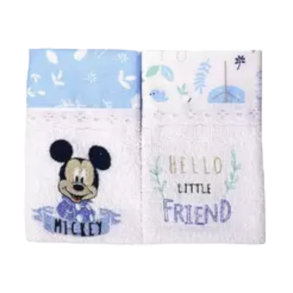 Babete Disney Baby De Felpa Bordada Do Mickey Com 2 Peças