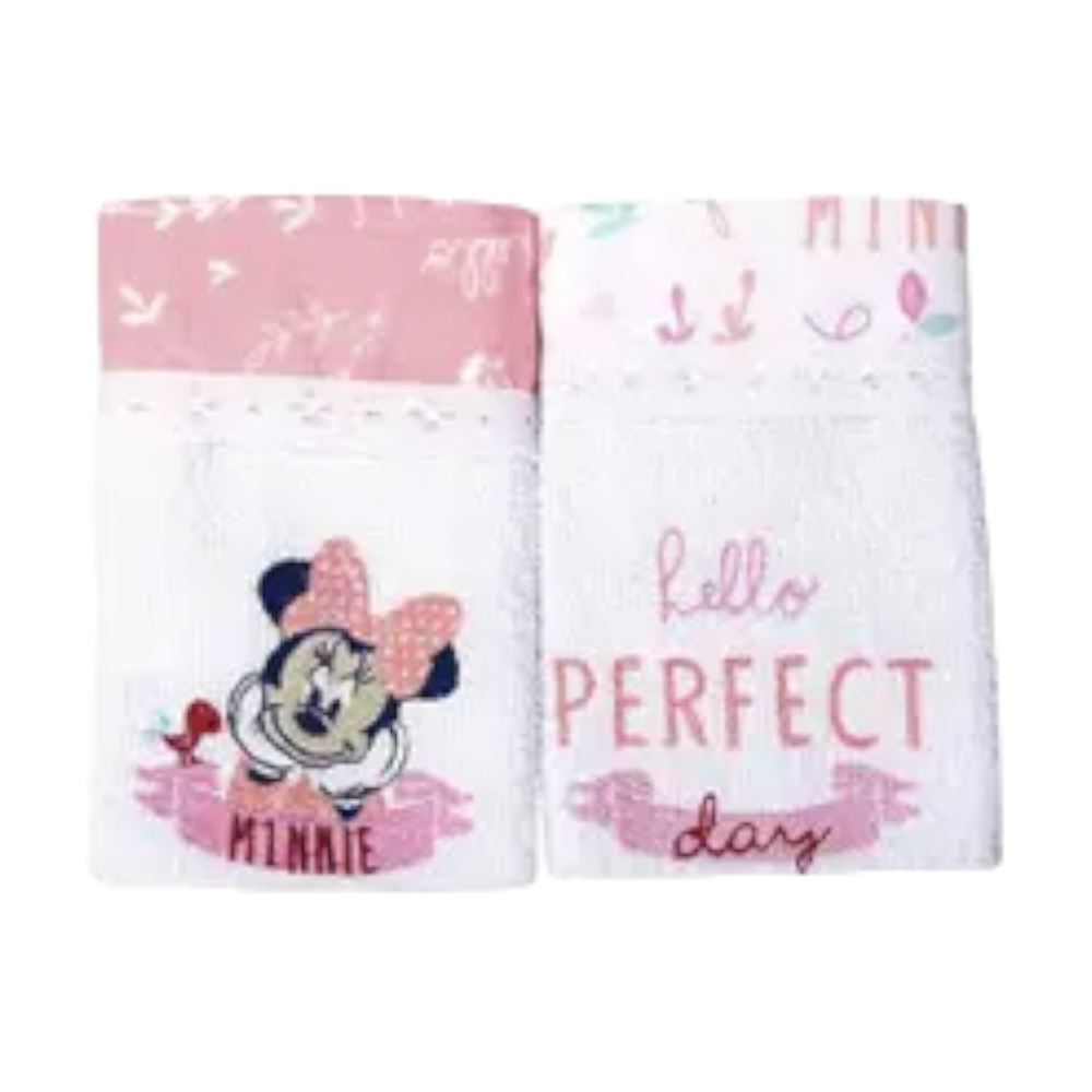 Babete Disney Baby De Felpa Bordada Do Minnie C/ 2 Pcs