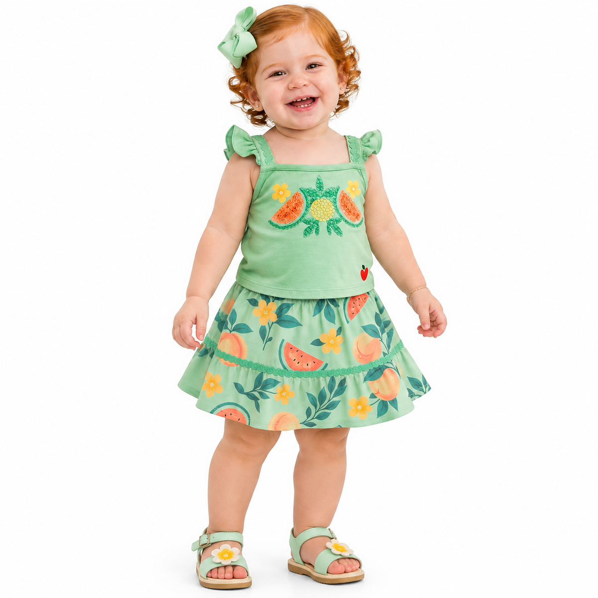 Conjunto Bebê Feminino Regata e Short Nanai Frutinhas