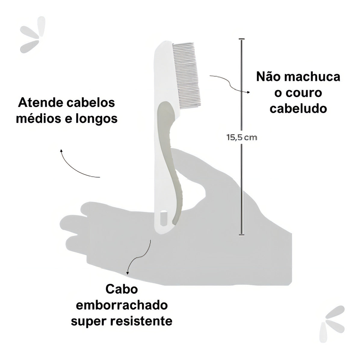 Pente Fino Aço Buba Remove Piolhos e Lêndeas