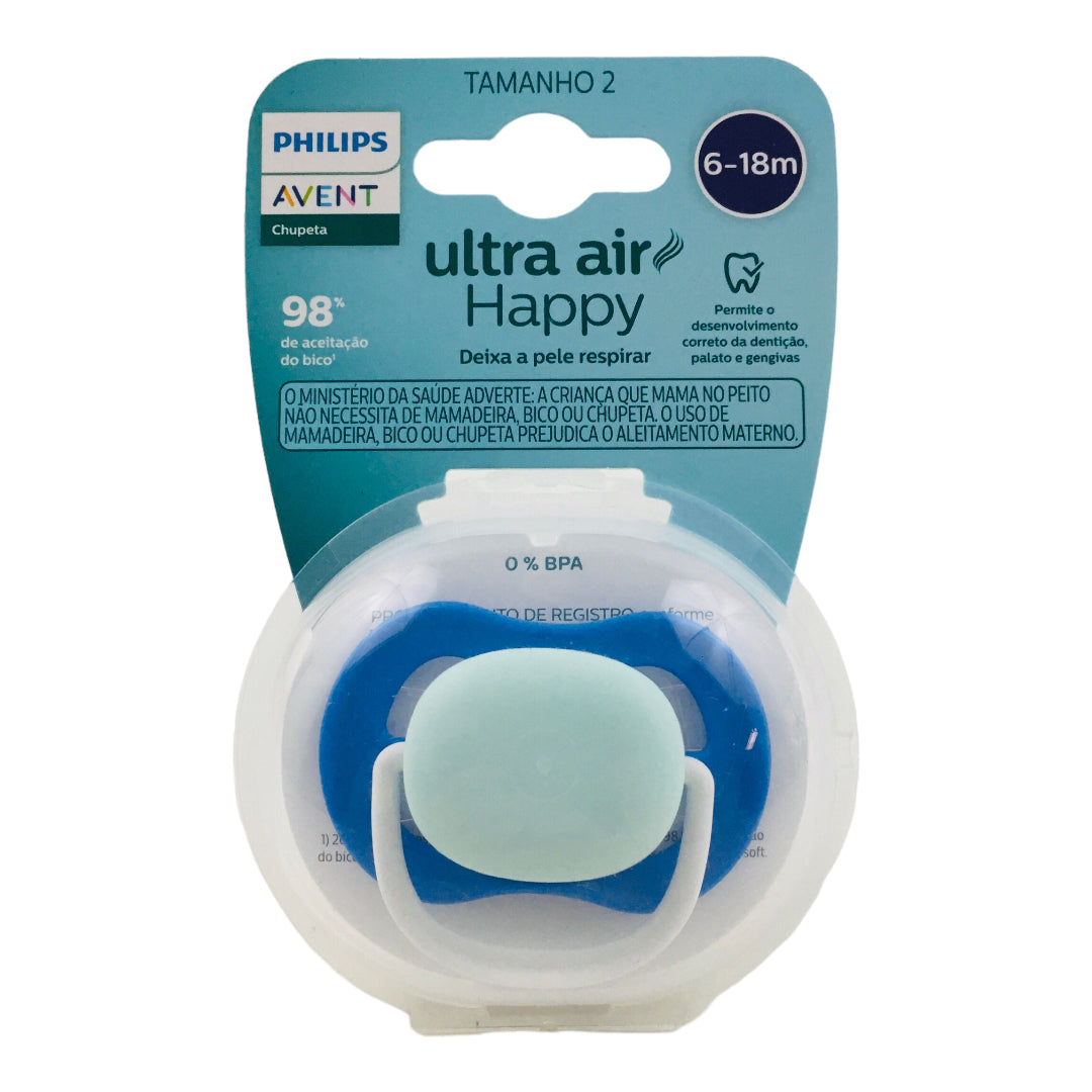 Chupeta Ultra Air Happy 6-18m Avent Menino Lisa