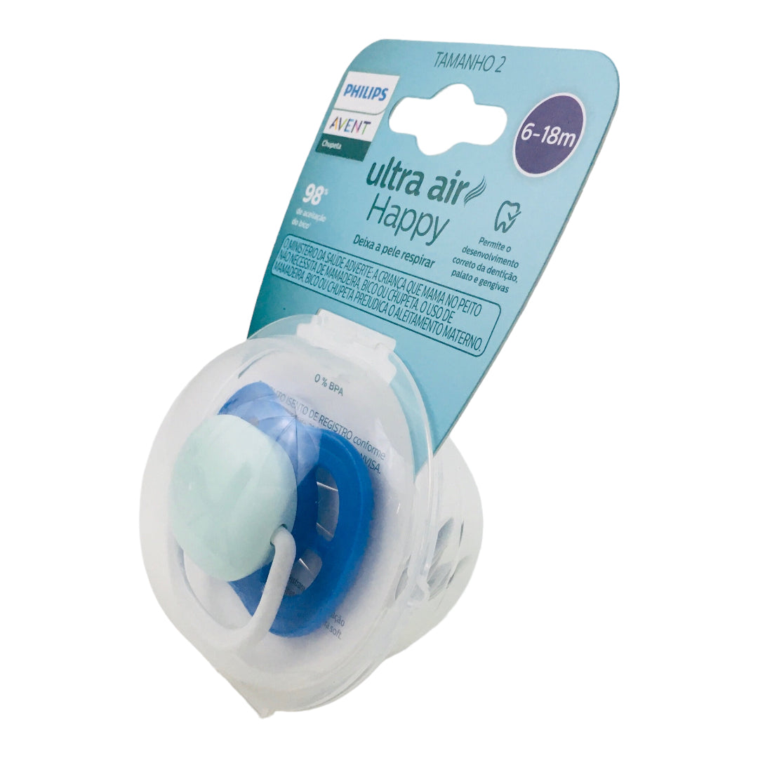 Chupeta Ultra Air Happy 6-18m Avent Menino Lisa
