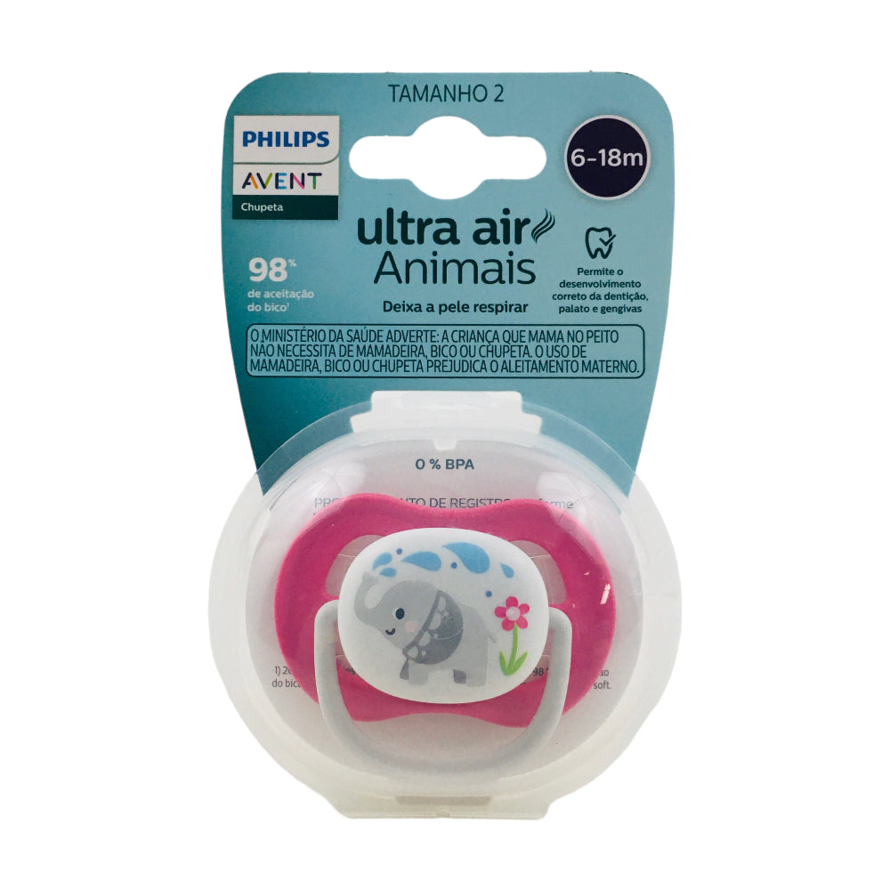 Chupeta Avent Ultra Air 6-18m Animais Elefante Unitaria