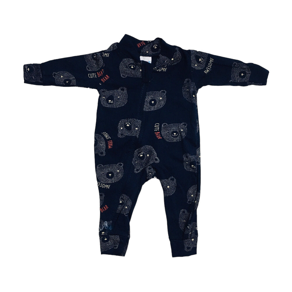 Macação Masculino Gente Miuda Cotton Manga Longa Estampado Com Ziper