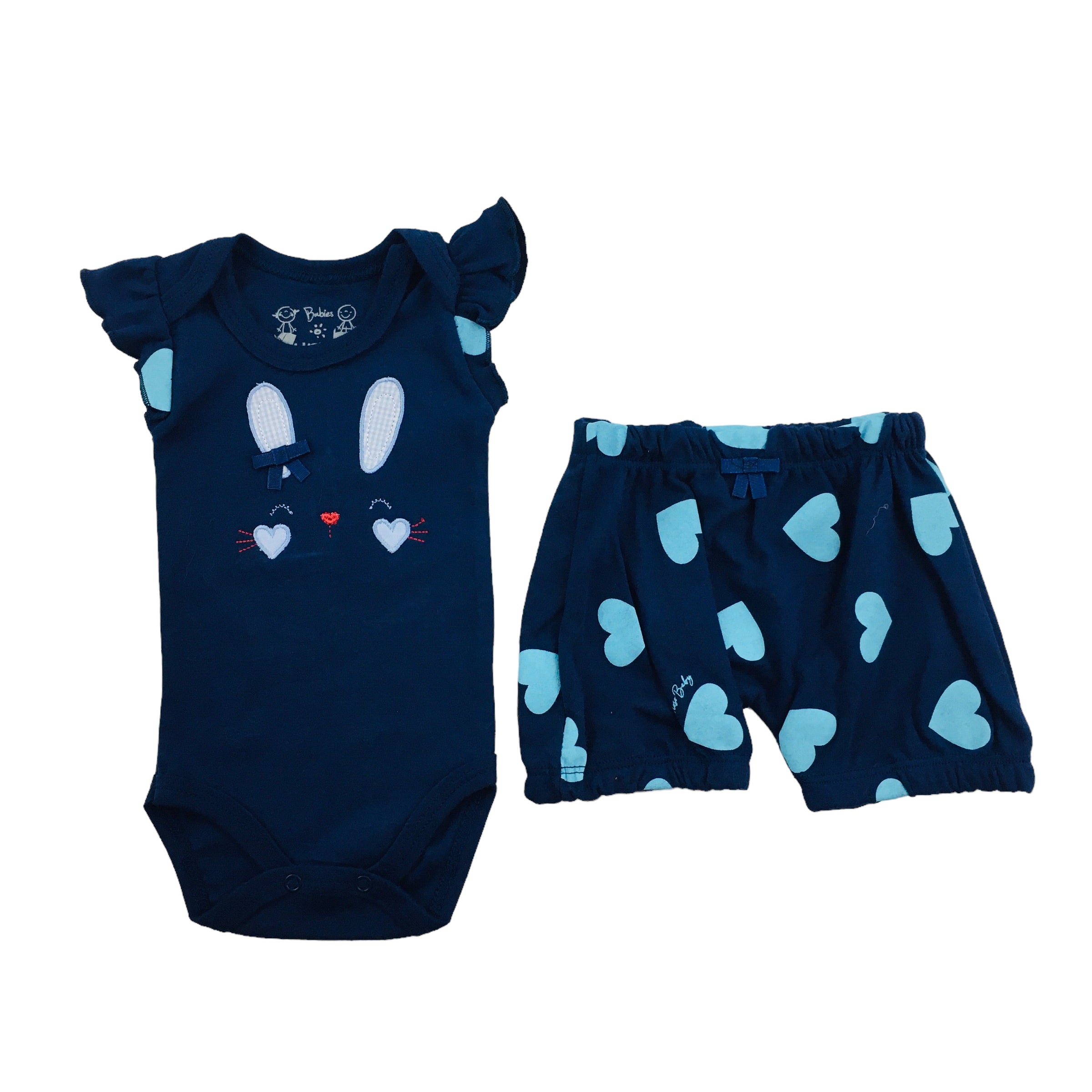 Conjunto Body E Short Curioso Feminino Suedine Coelhinha Corações