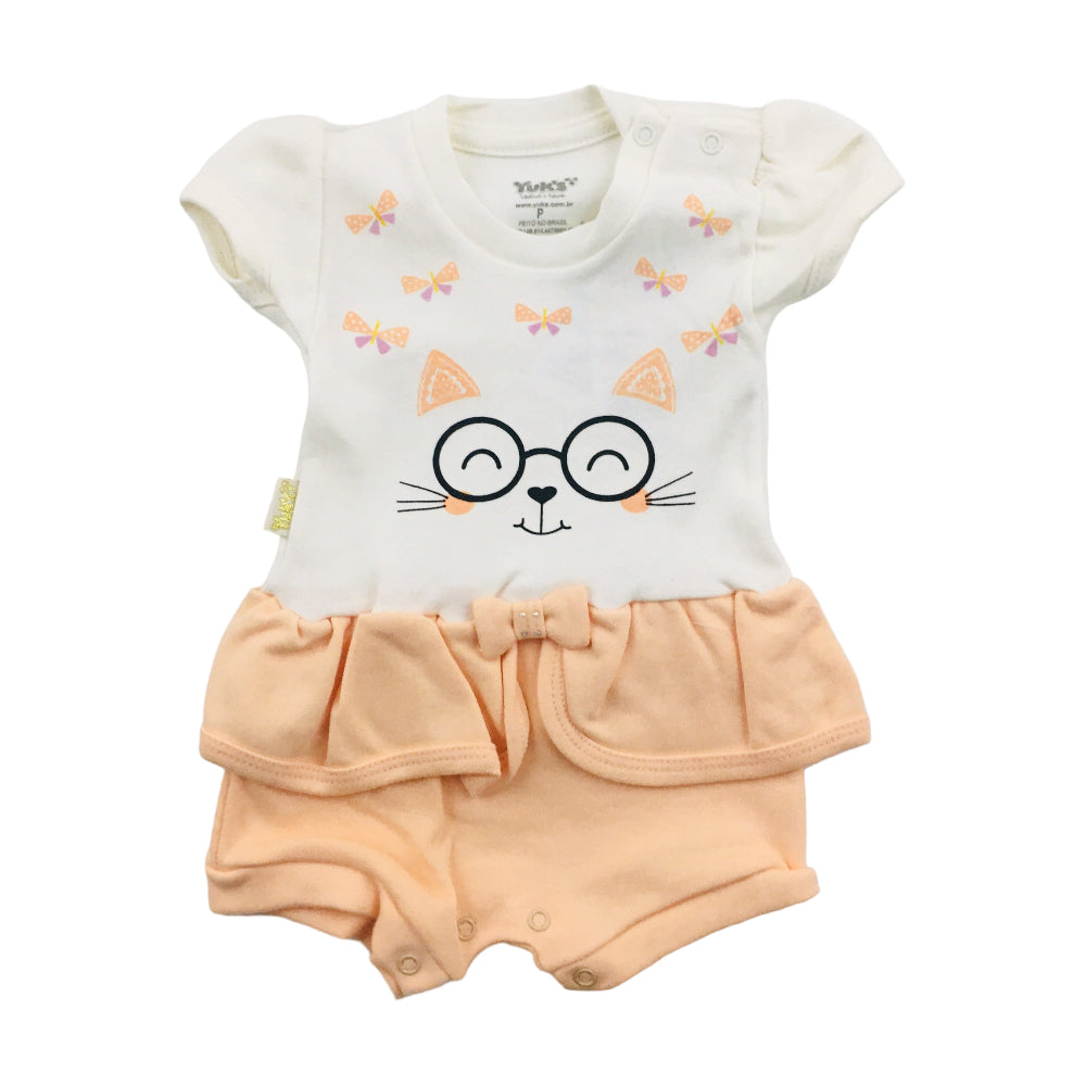 Macaquinho Feminino Yuks Gatinha De Oculos Com Saia