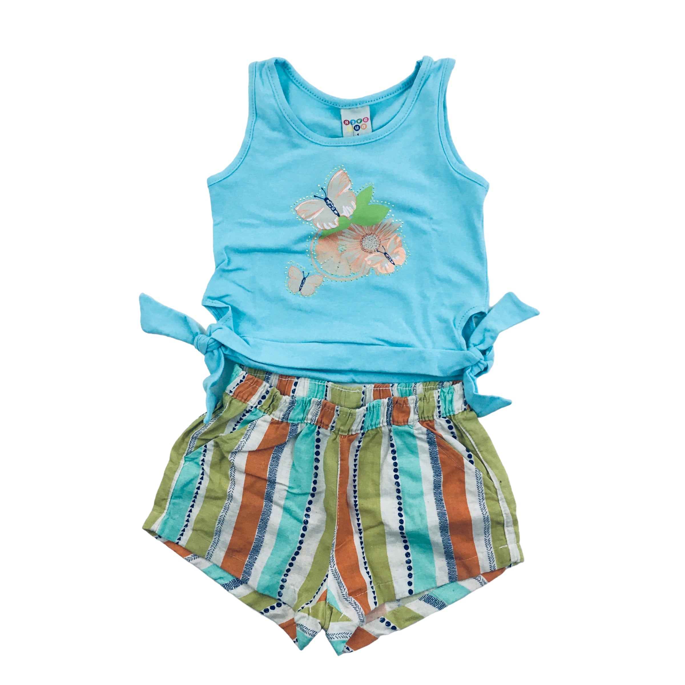 Conjunto Feminina Have Fun Flor E Borboletas Cotton Cambraia