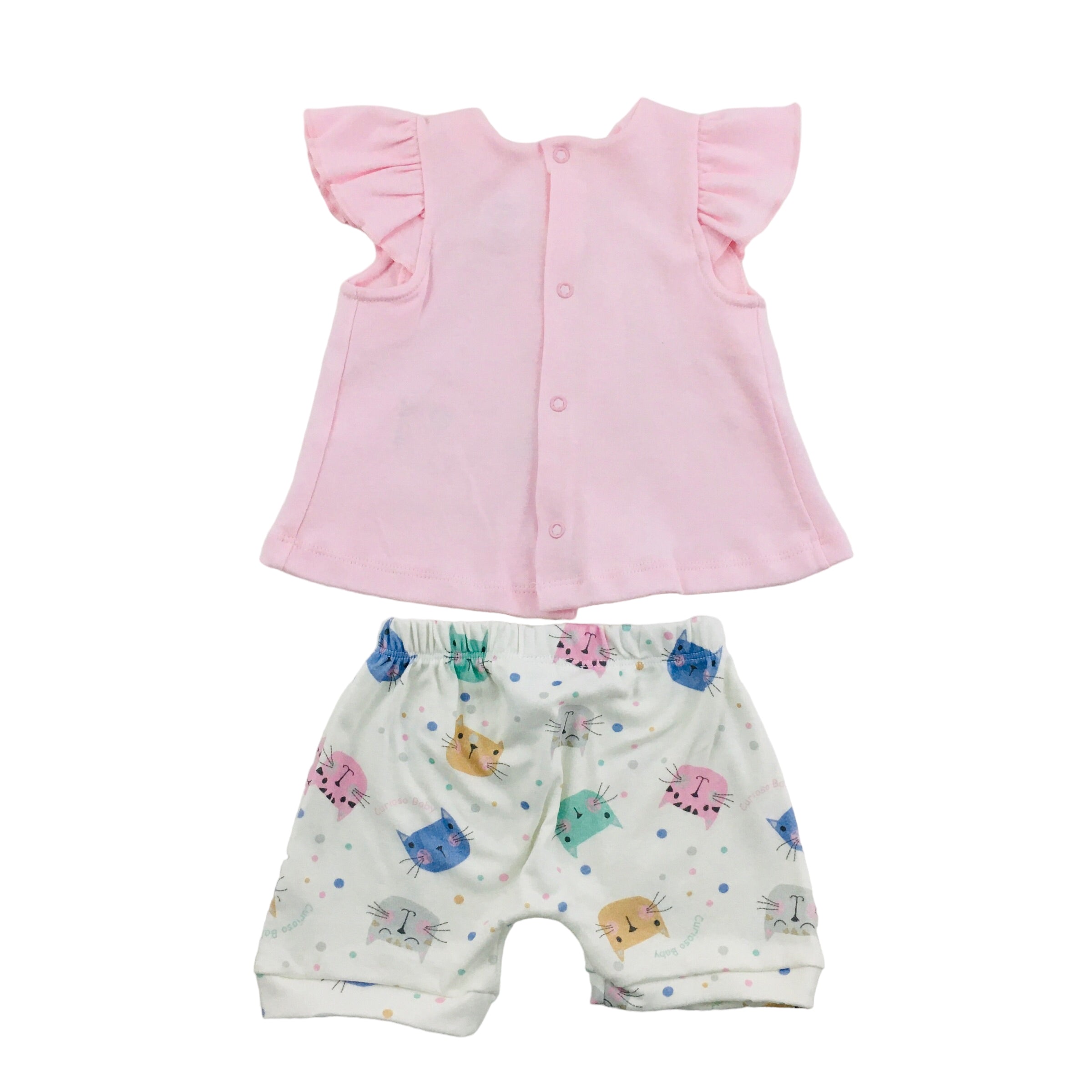 Conjunto Blusa E Short Curioso Feminina Suedine Gatinha