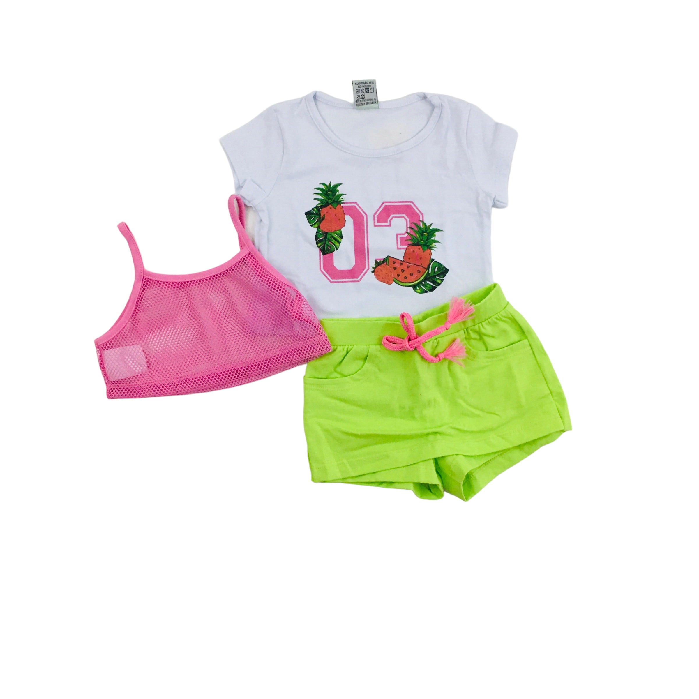 Conjunto Feminino Have Fun 03 Frutas Cotton Tela