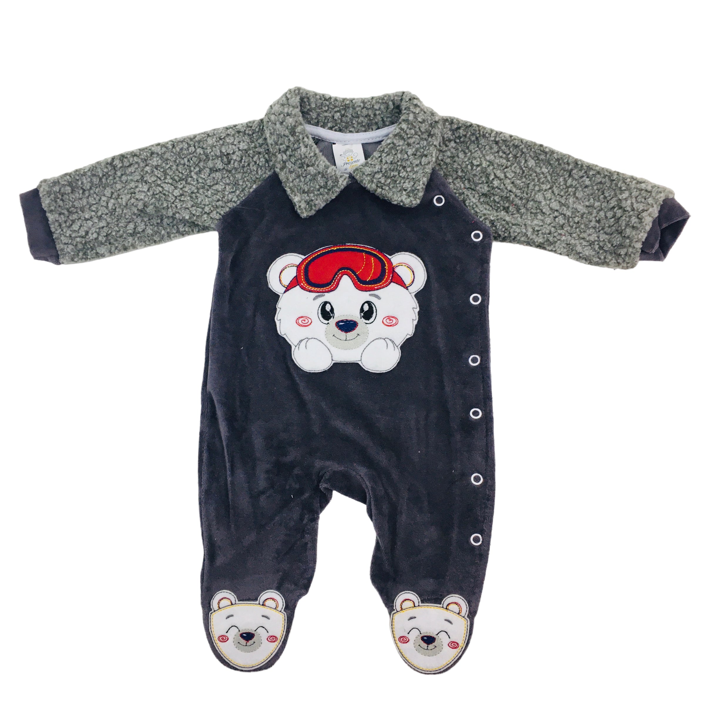 Macação Manga Longa Presente De Anjo Urso Plush