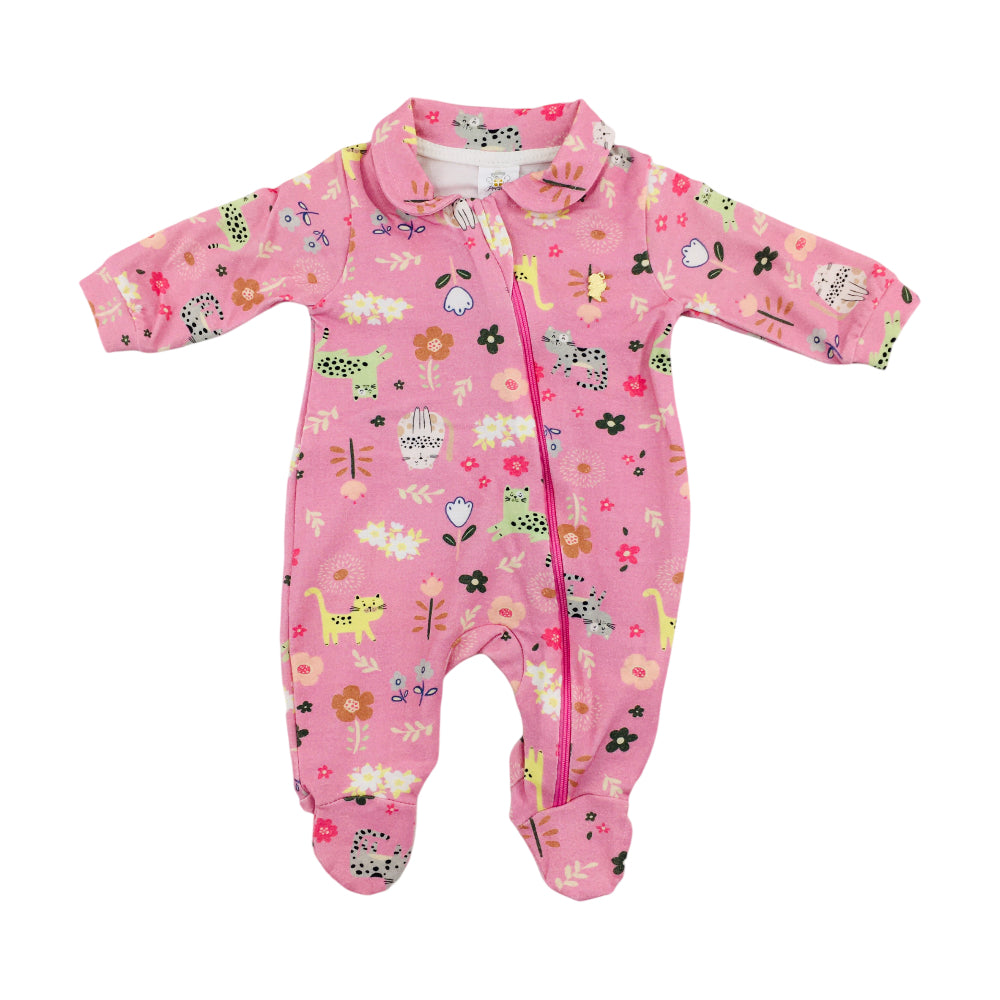 Macação Manga Longa Presente De Anjo Gatinhas Cotton