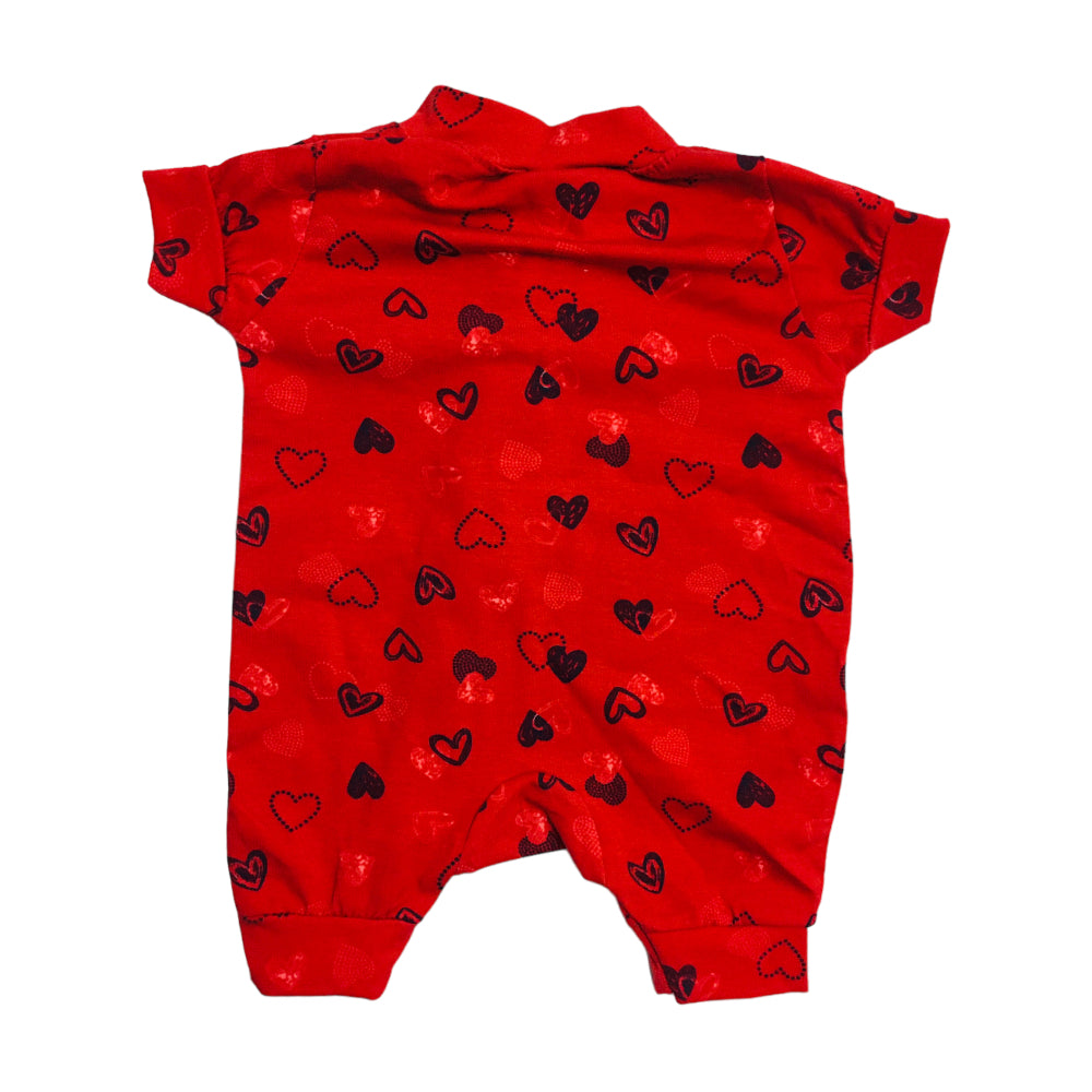 Macação Feminino Gente Miuda Curto Cotton Ziper Coração