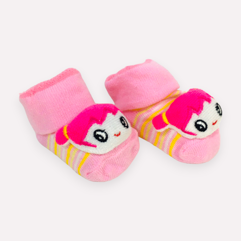 Meia Bichinhos Plin Baby Boneca Anitiderrapante - Rosa