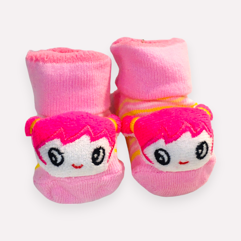 Meia Bichinhos Plin Baby Boneca Anitiderrapante - Rosa
