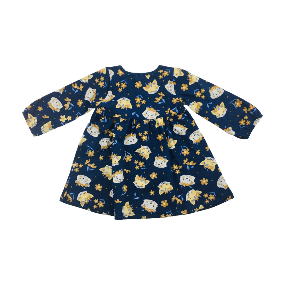 Vestido Manga Longa Pulla Bulla Estampado Raposas E Esquilos