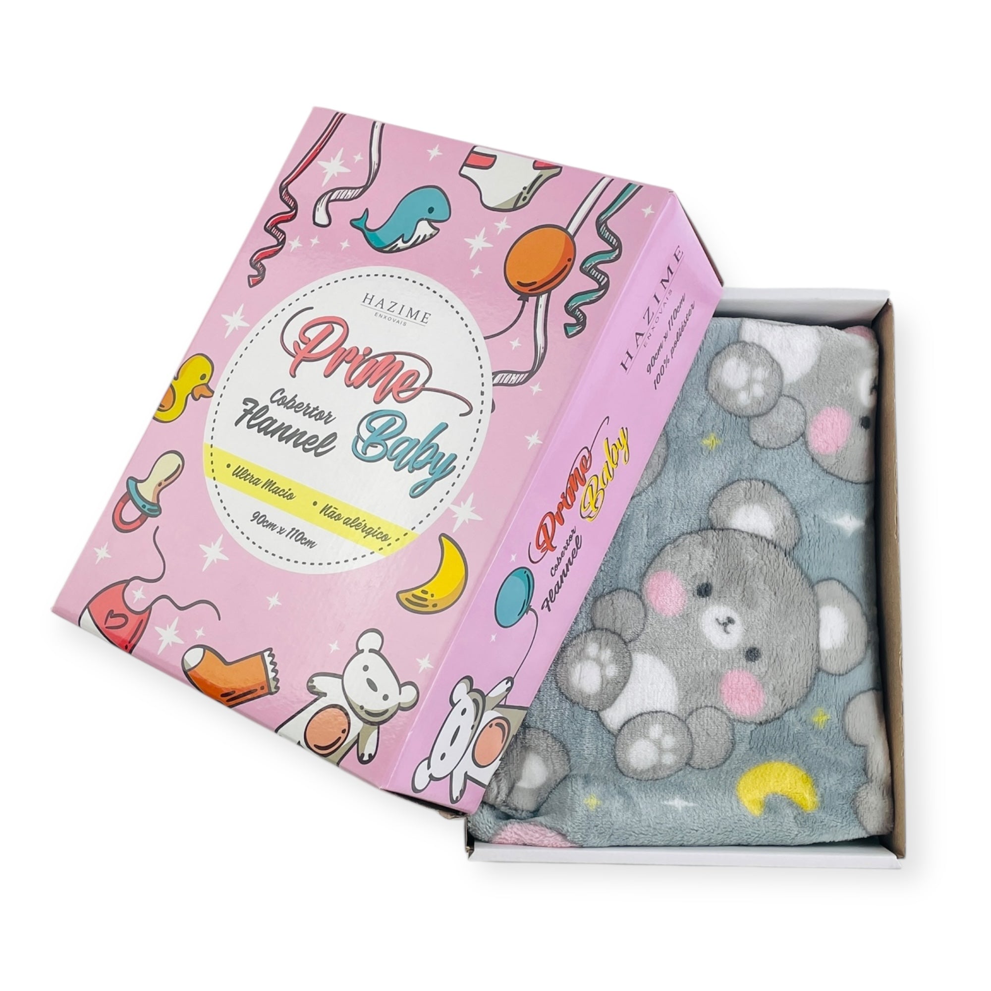 Cobertor Flannel Hazime Puppy Prime Baby - Cinza - 90 X110 Cm