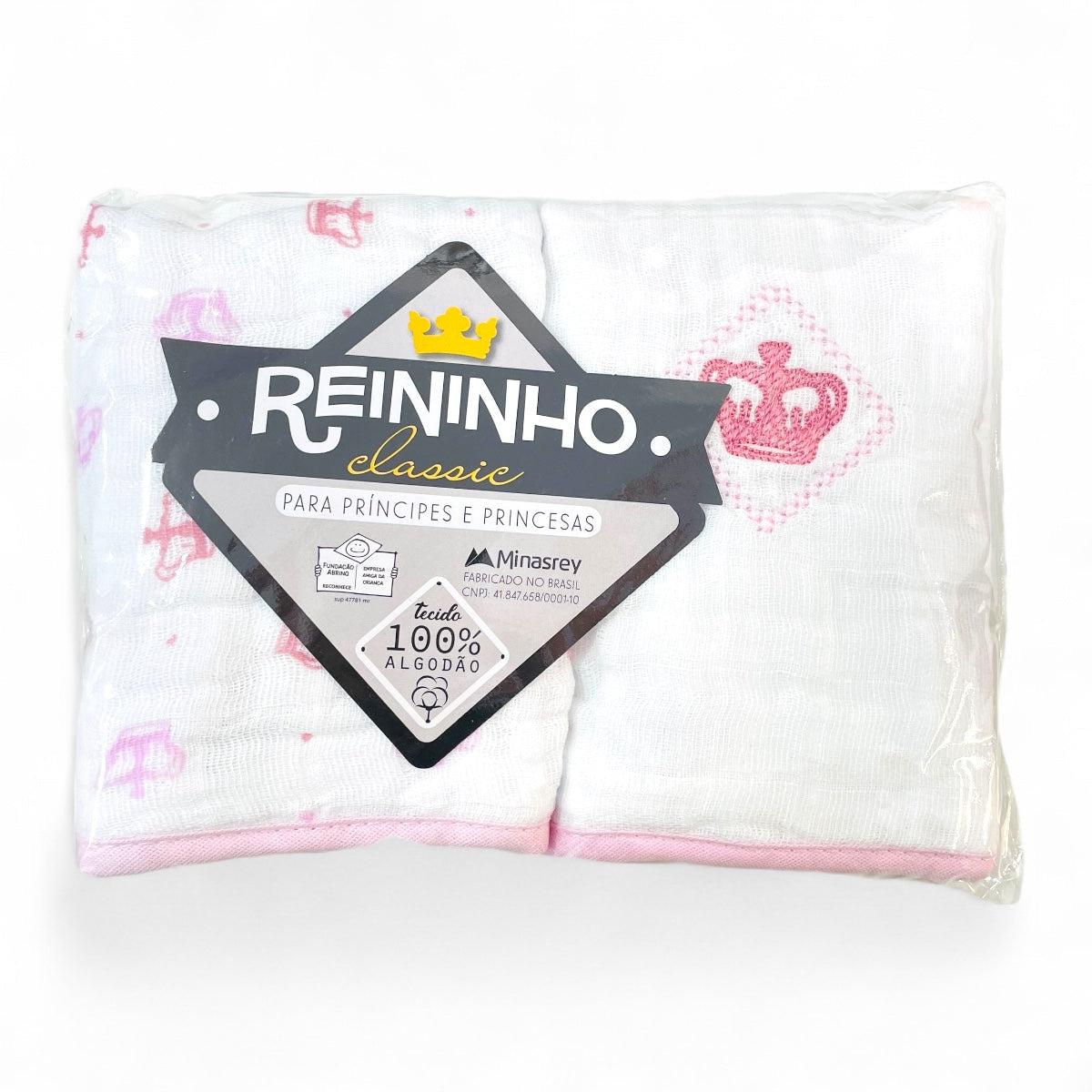 Pano De Boca Reininho Classic Bordado E Estampado 2 Peças
