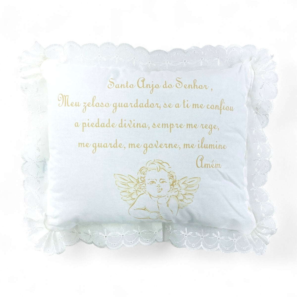 Travesseiro Loupiot Nature Decorativo Santo Anjo Com Oração – 28x35 Cm
