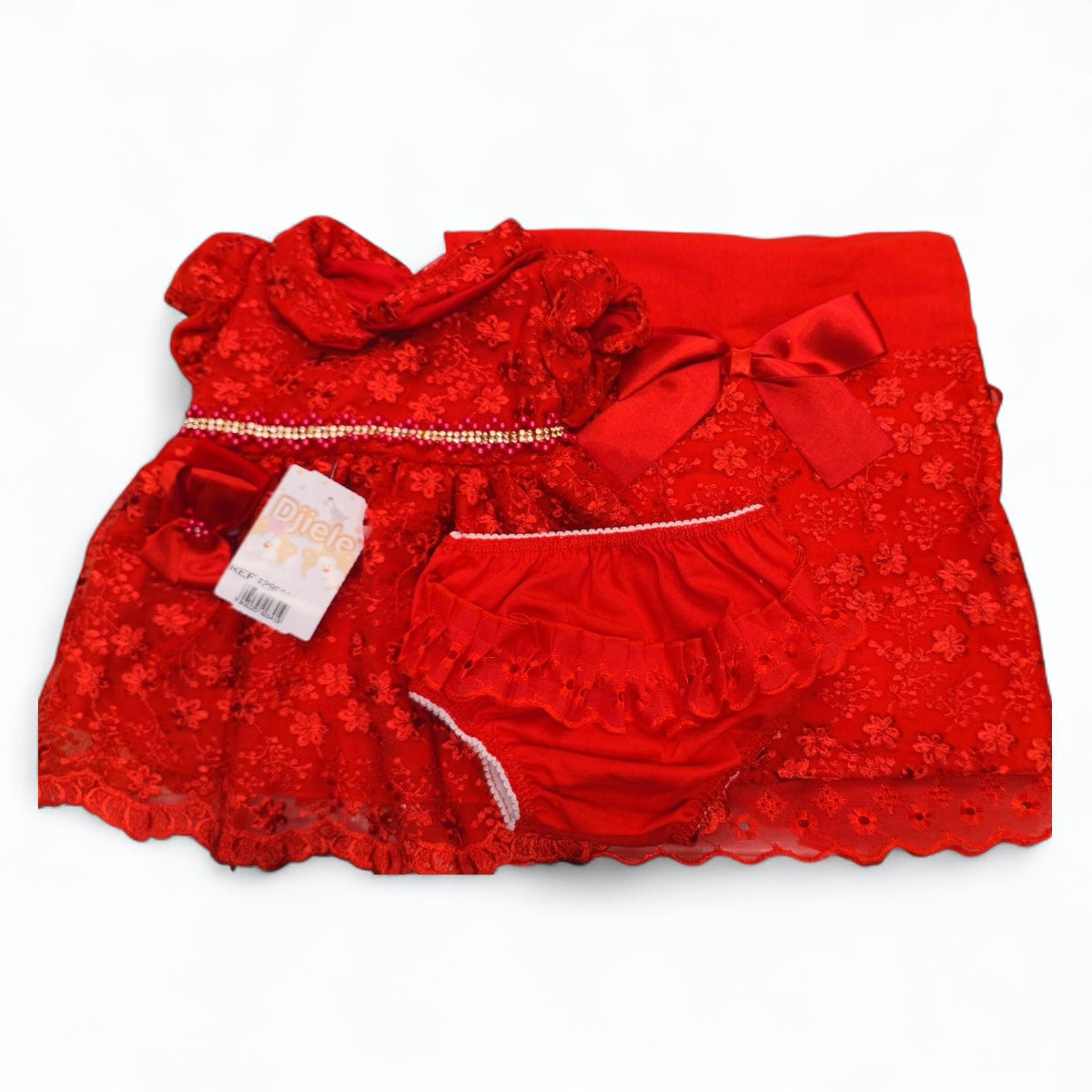 Saída De Maternidade Djiele Renda Delicada 4 Peças