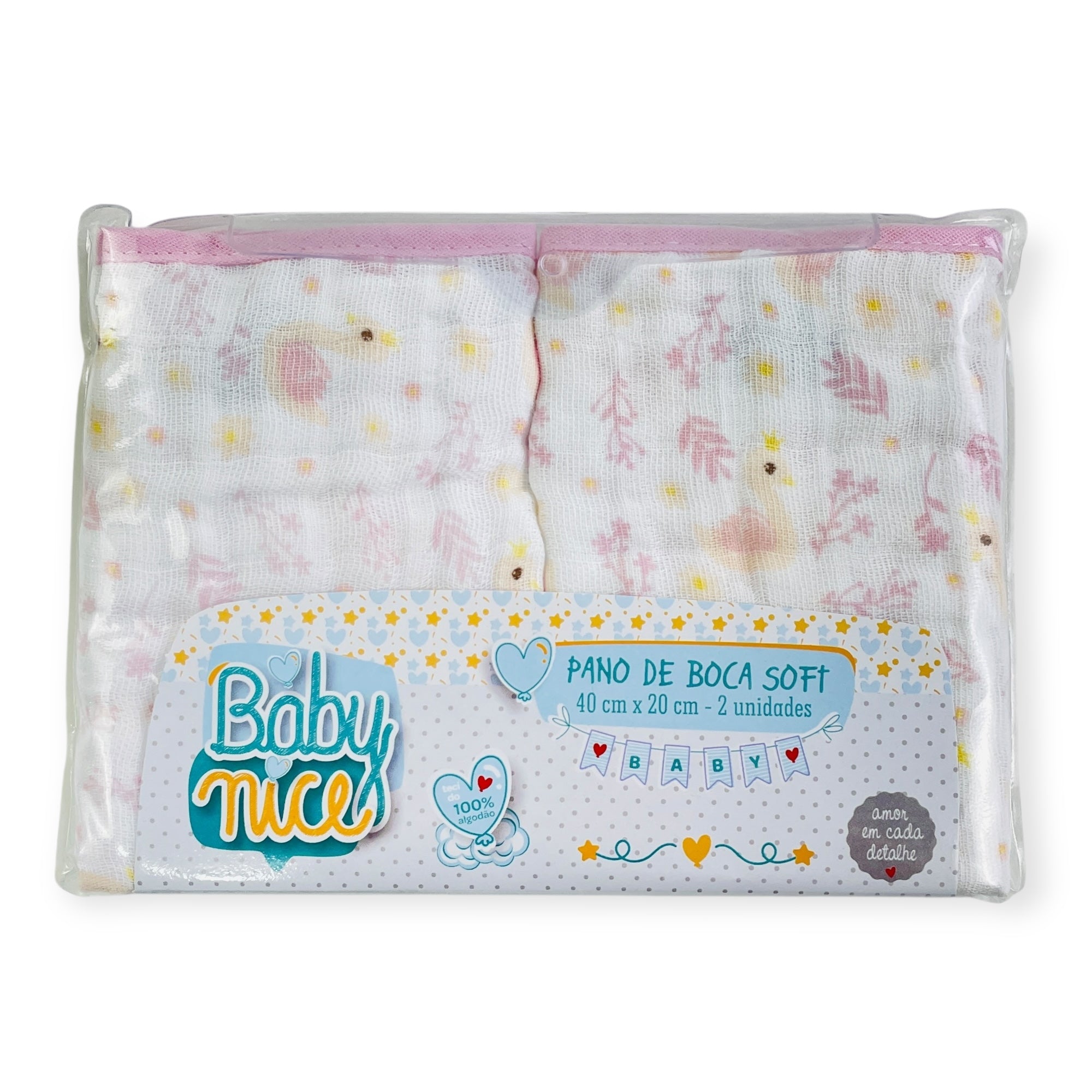 Pano De Boca Baby Nice Soft Estampado 2 Peças