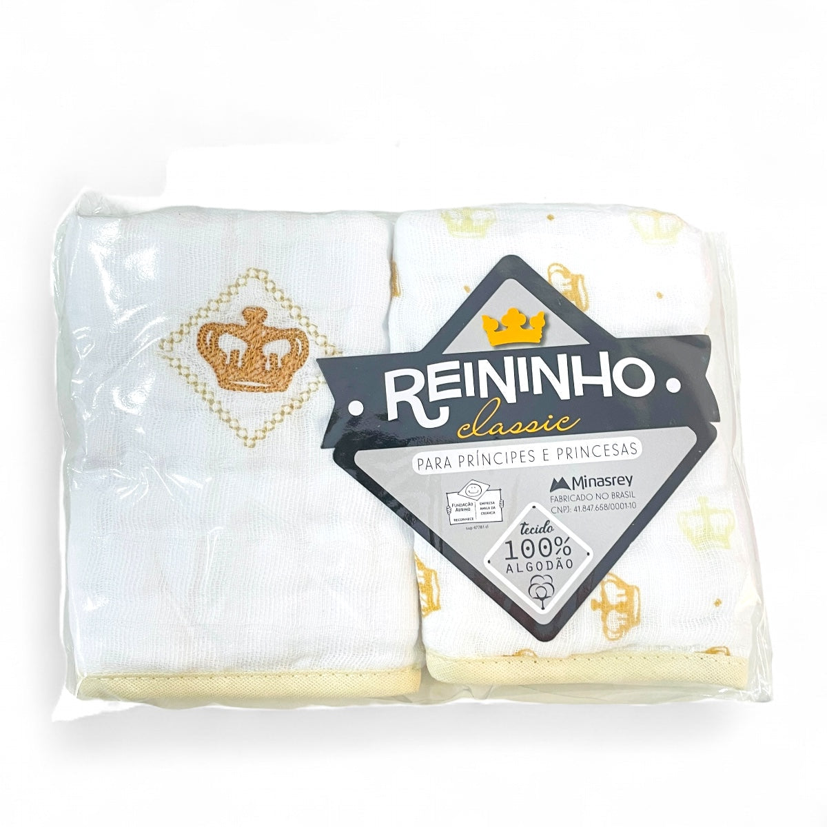 Pano De Boca Reininho Classic Bordado E Estampado 2 Peças