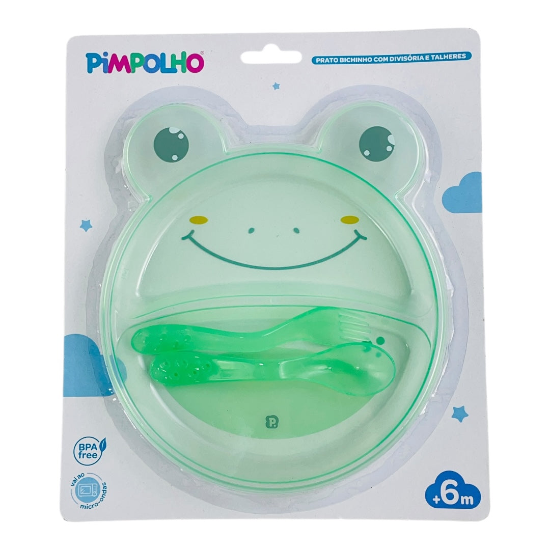 Prato Pimpolho Bichinho Com divisoria E Talheres +6 M