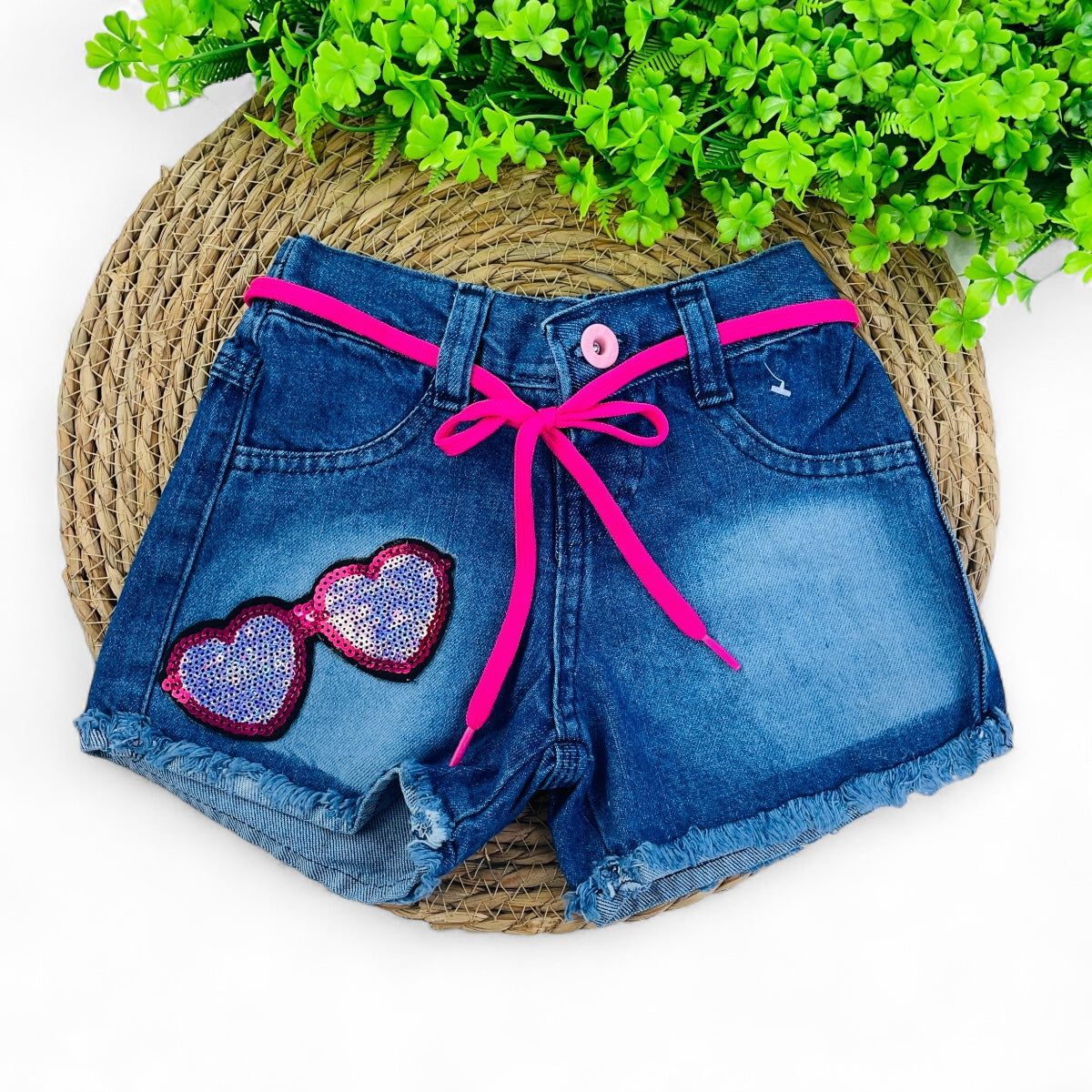Short Jeans Bebela Kids Oculos De Coração