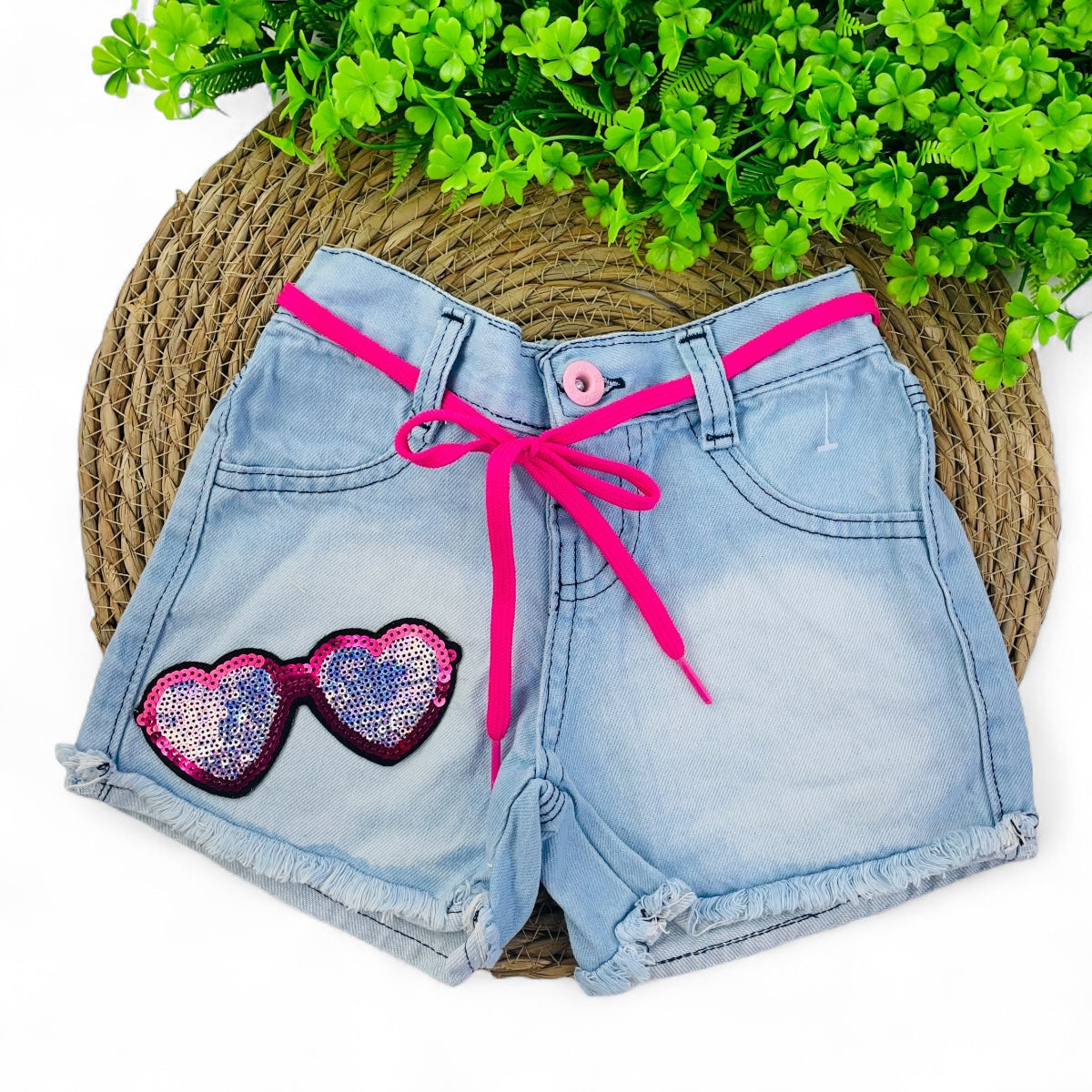 Short Jeans Bebela Kids Oculos De Coração