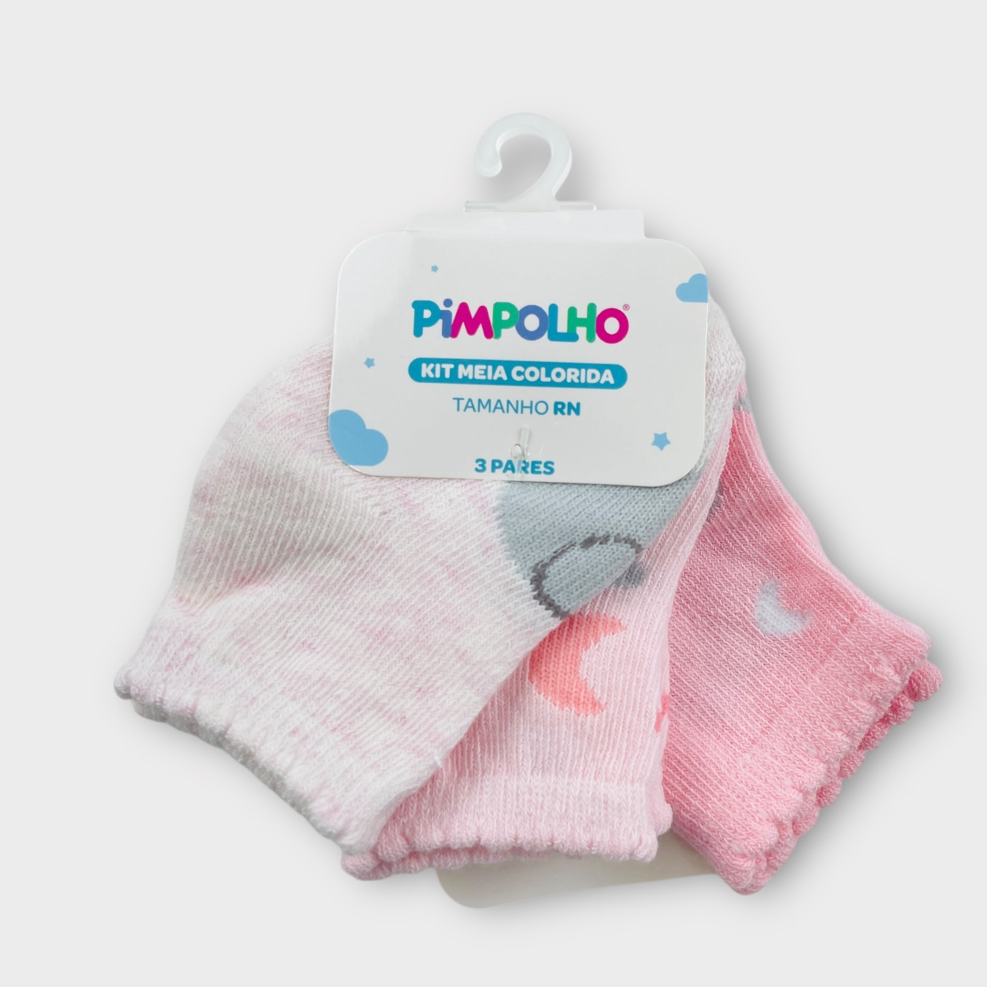 Kit Meia Colorida Rn Pimpolho Com 3 Pares