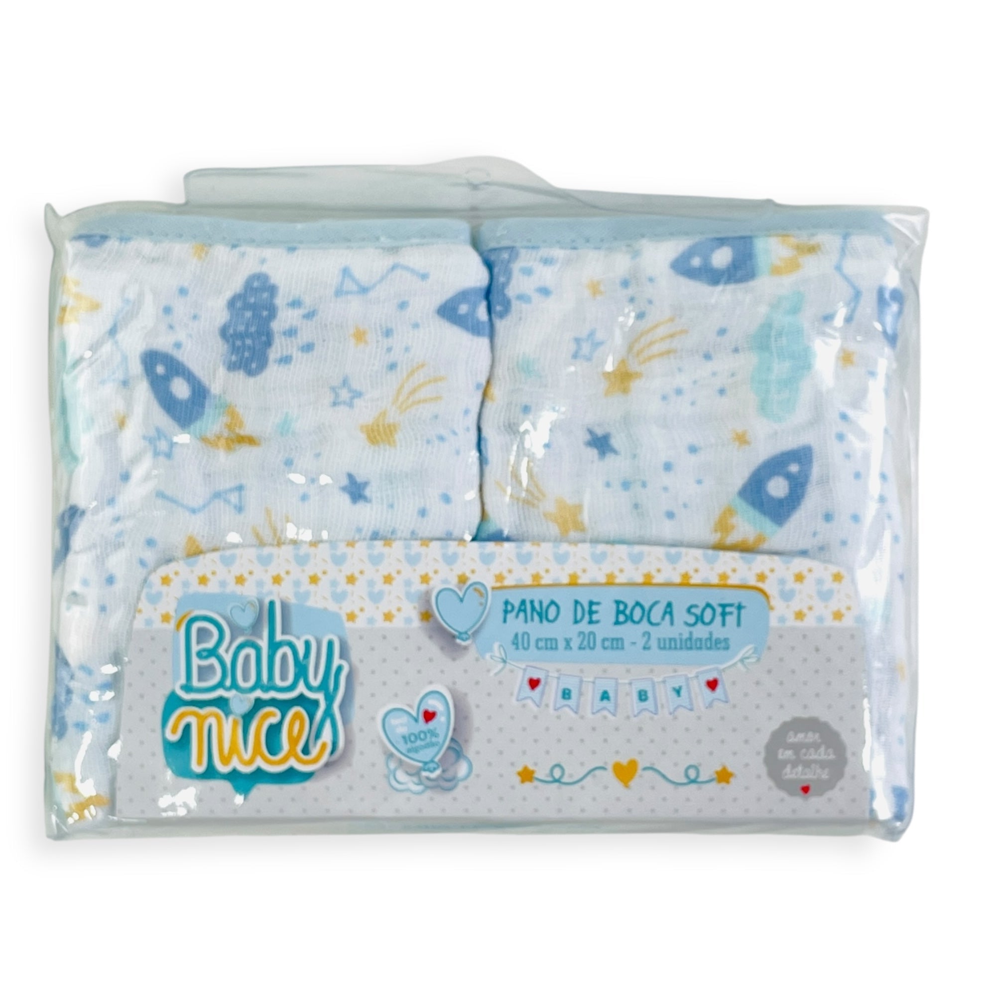 Pano De Boca Baby Nice Soft Estampado 2 Peças