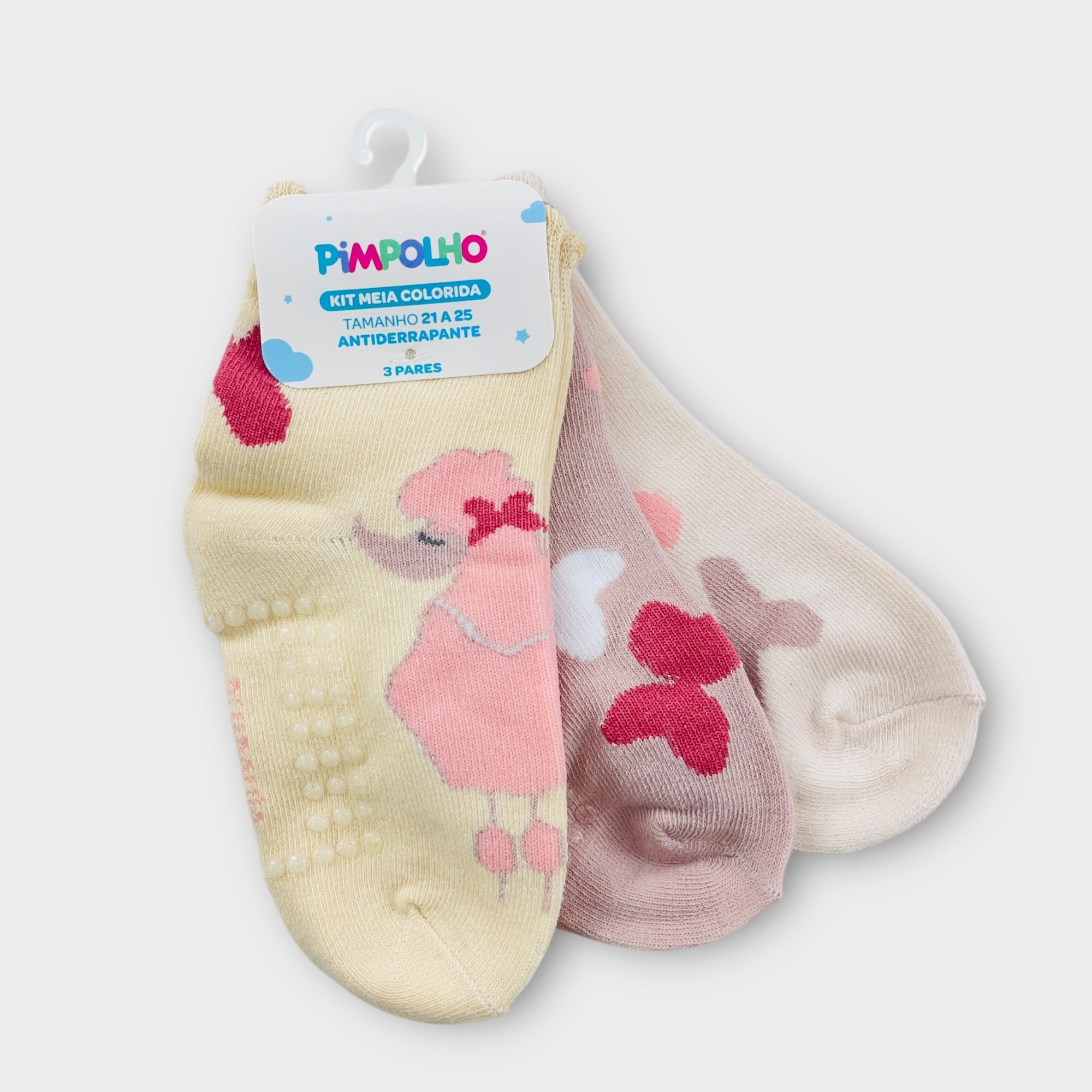 kit meia colorida  pimpolho com 3 pares