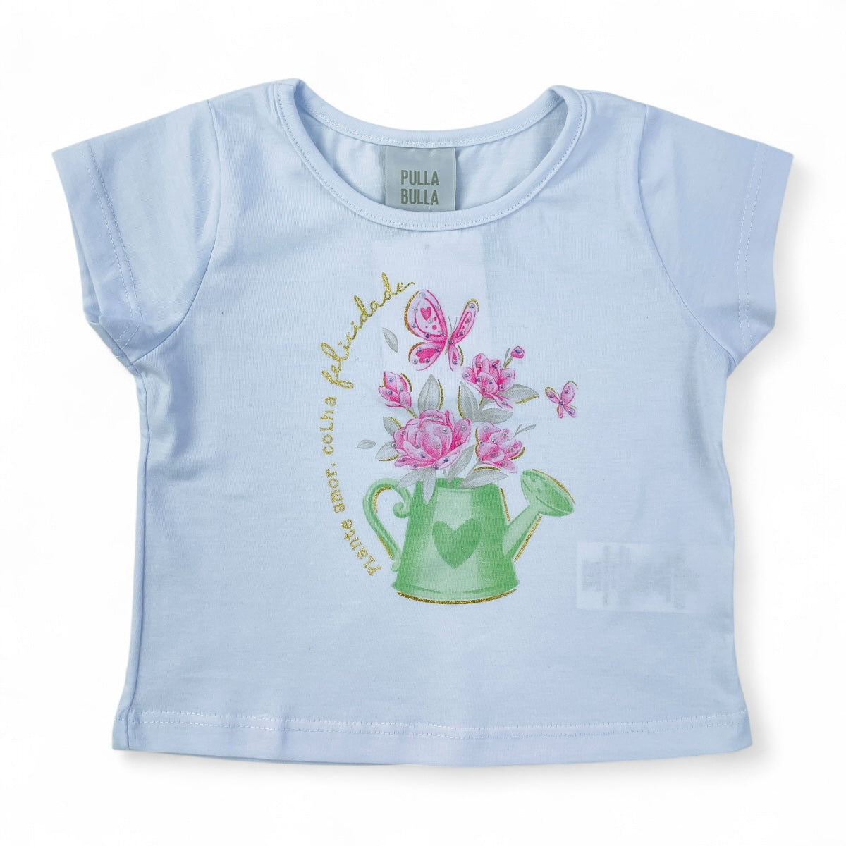 Conjunto Pulla Bulla Infantil Blusa Regador Floral e Short Verde