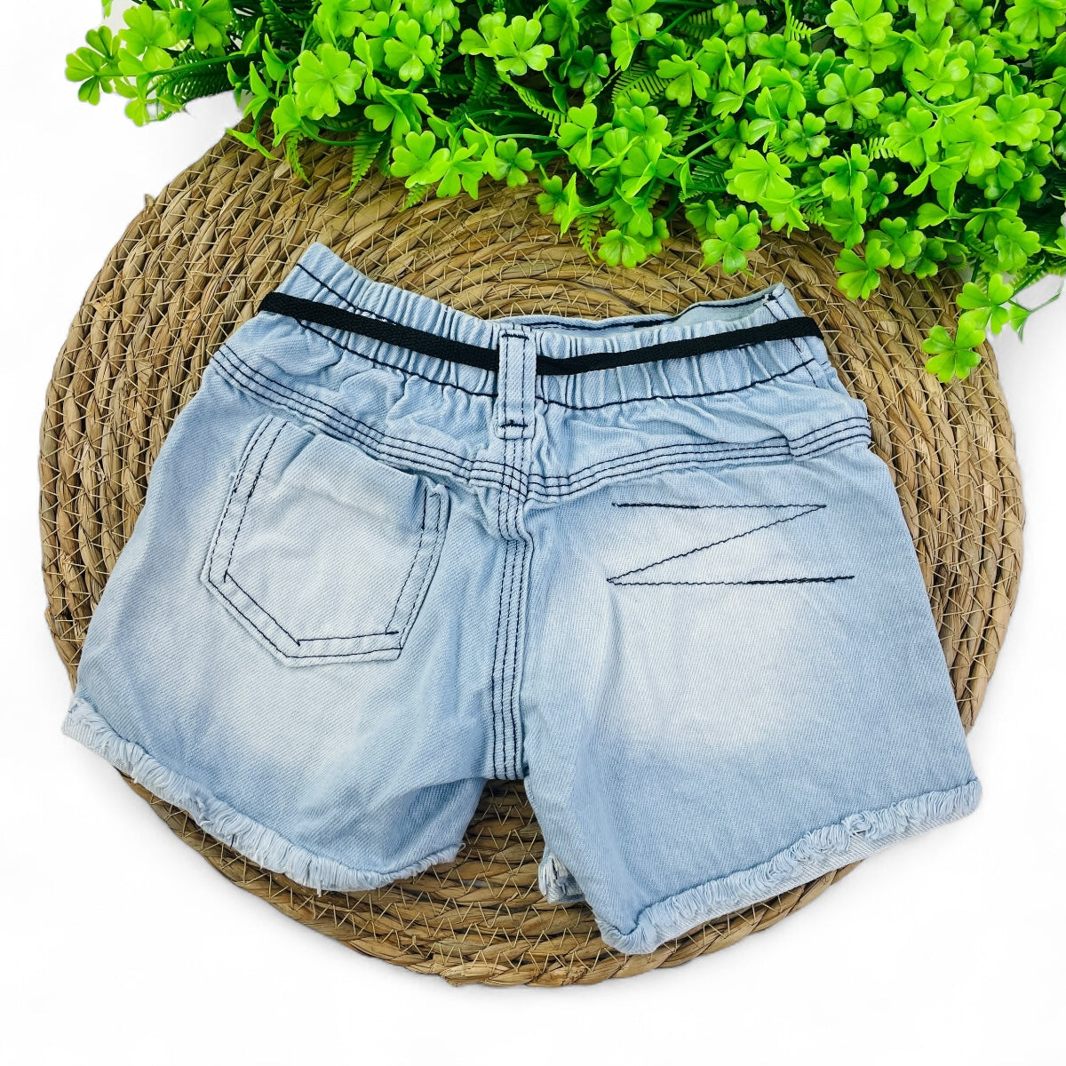 Short Jeans Bebela Kids Ursinha Coração Paete
