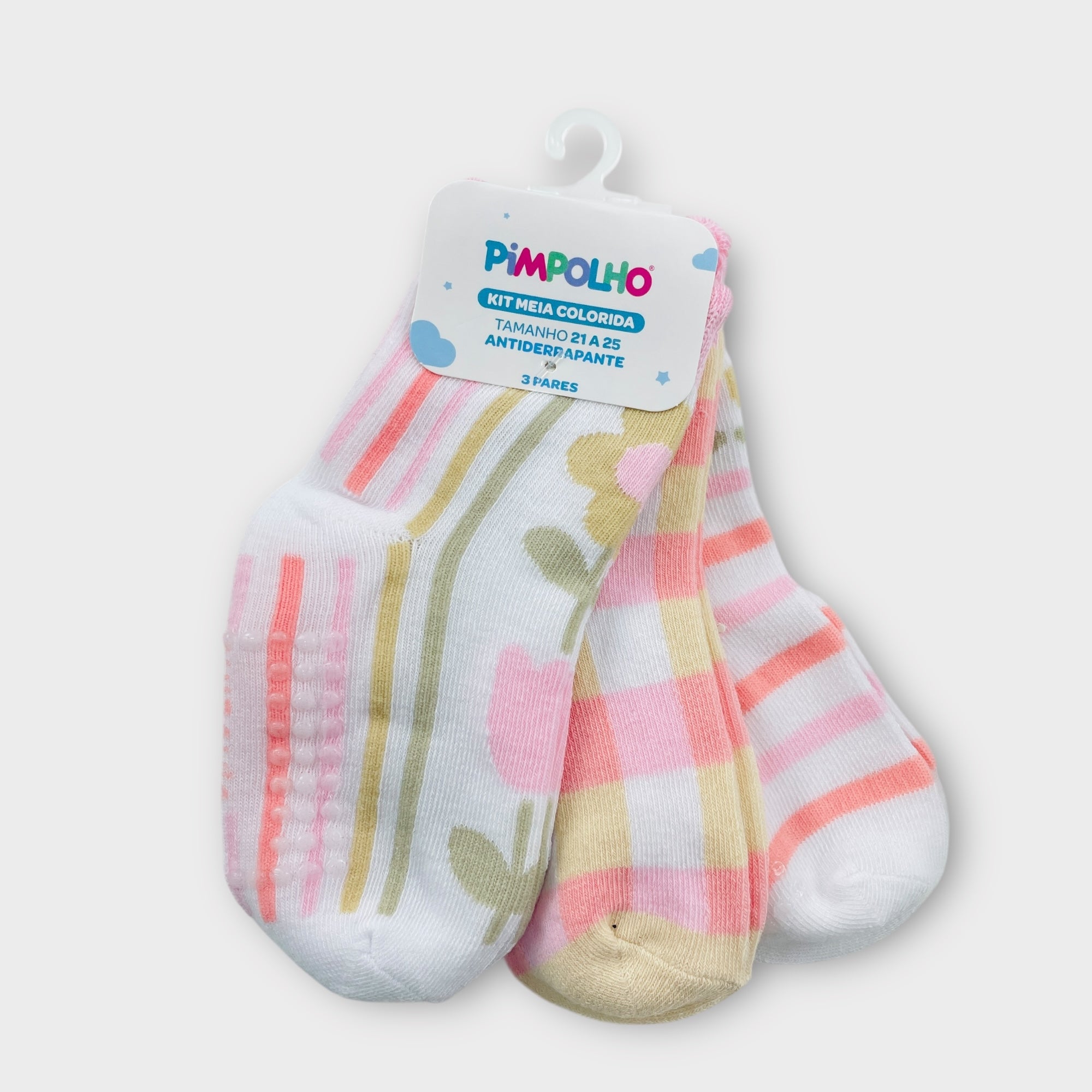 kit meia colorida  pimpolho com 3 pares