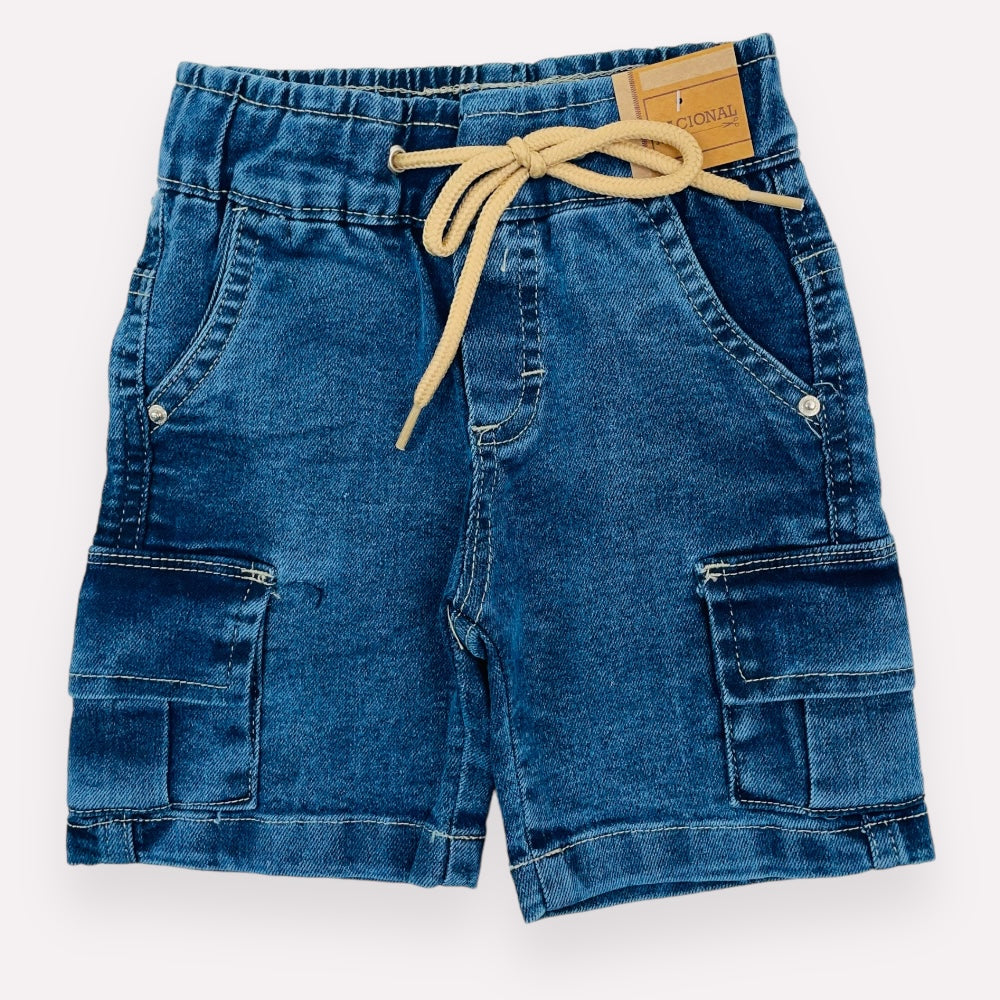 Bermuda Nacional Jeans Com Cadarço