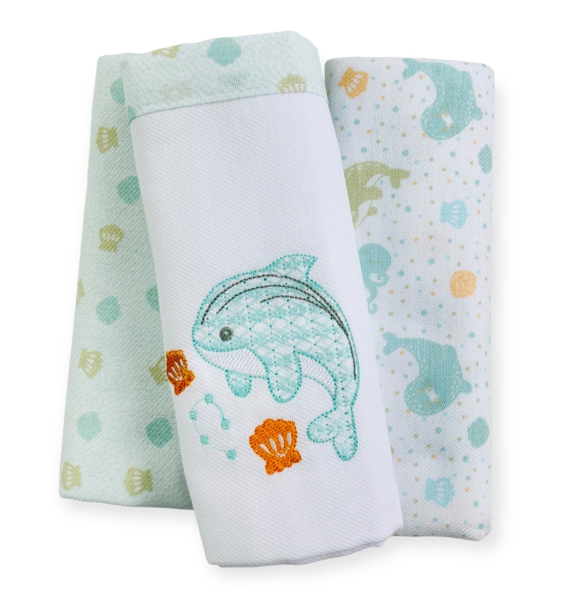 Kit Cueiro Rolinhos Baby Nice Baleia Peças - Verde - 80 X80 Cm