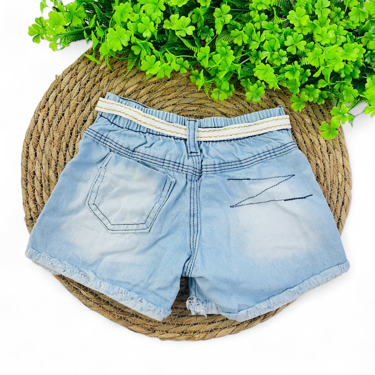Short Jeans Bebela Kids Flor Paete