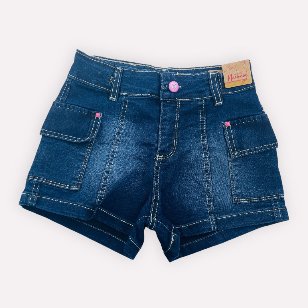 Short Nacional Jeans Com Bolso