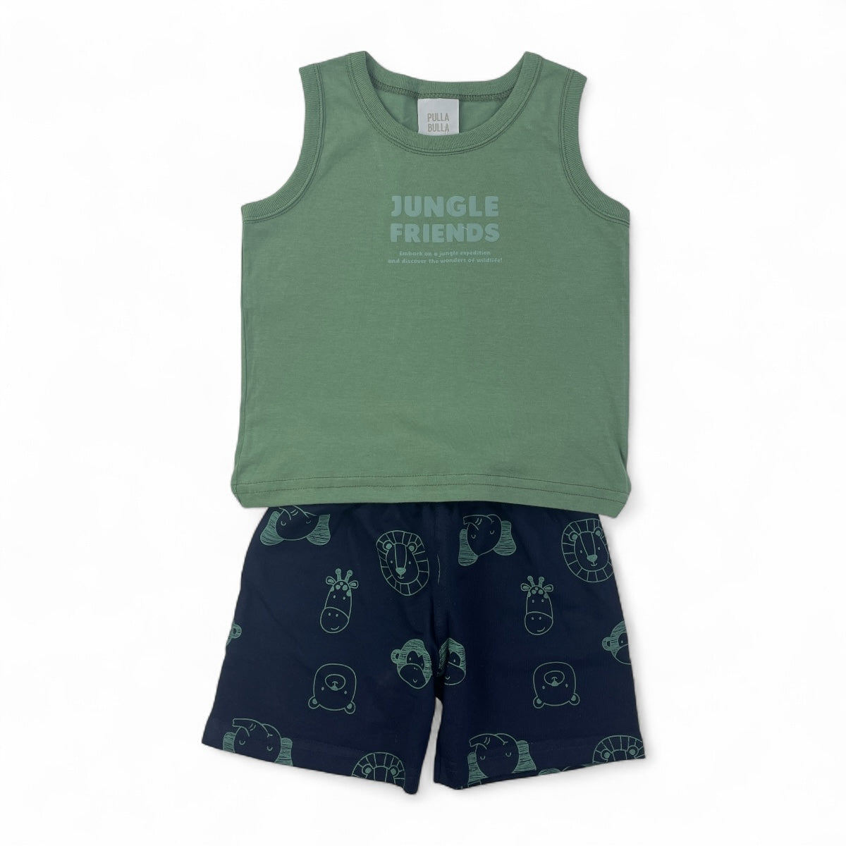 Conjunto Pulla Bulla Infantil Masculino Jungle Friends Bichinhos Selva