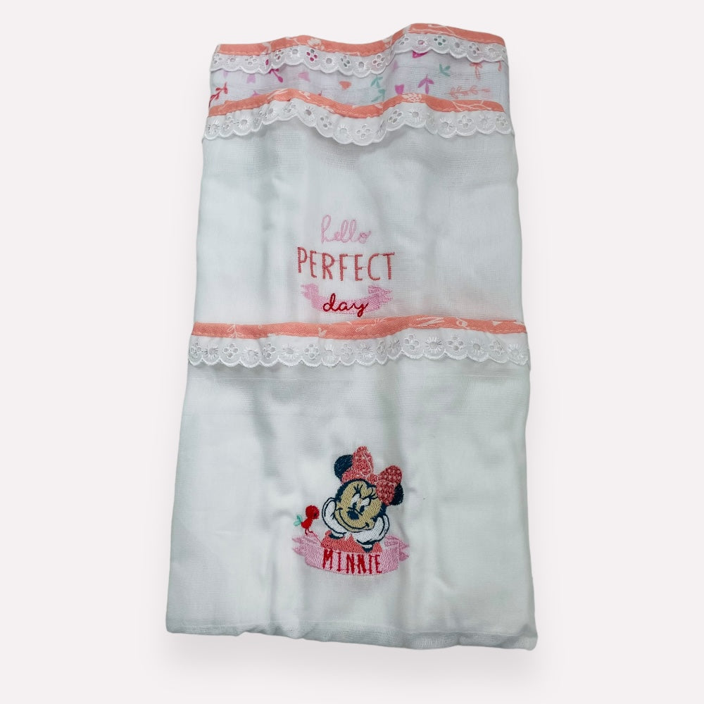 Fralda Disney Baby Da Minnie Bordada Com 3 Peças