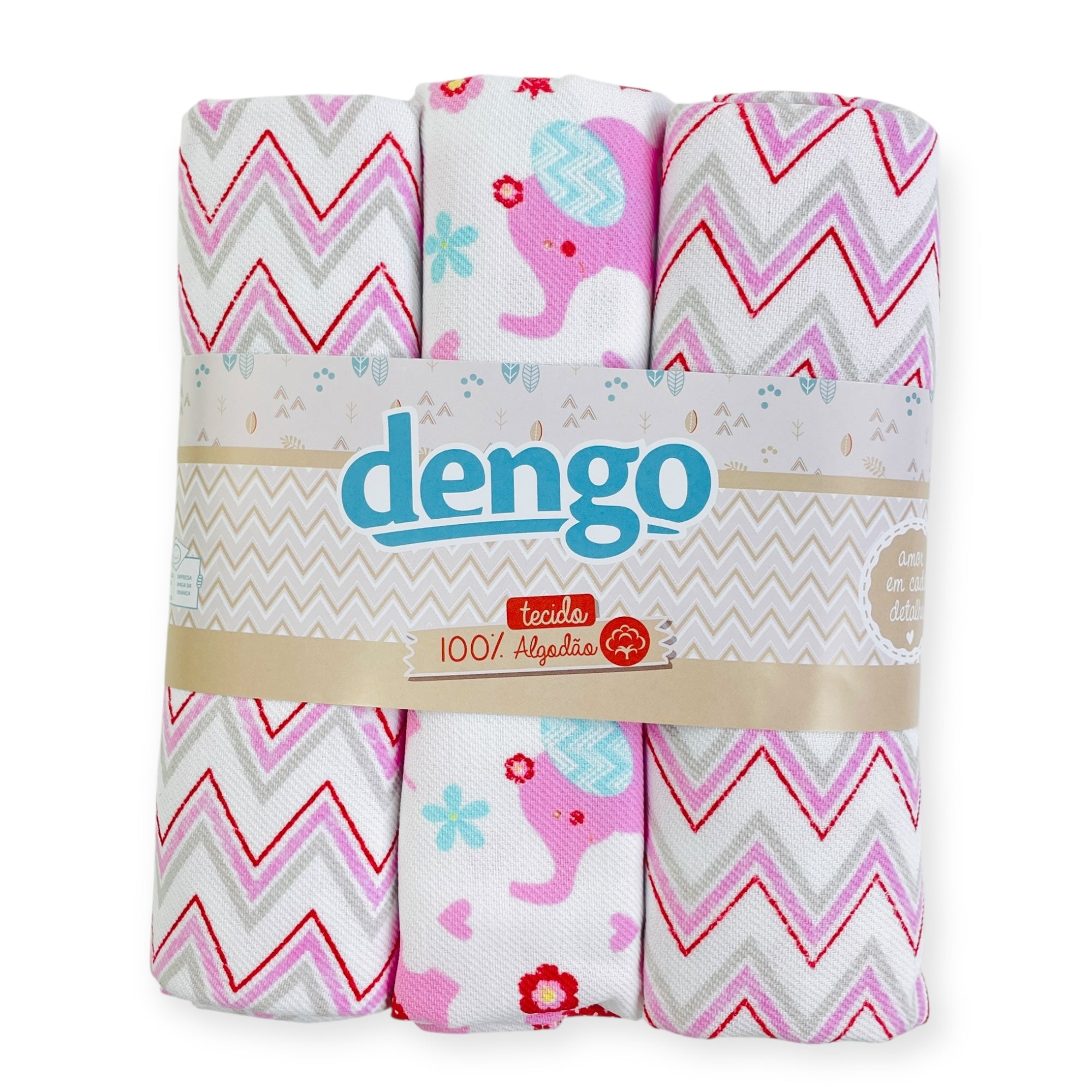 Kit Manta Cueiro Dengo Estampado 3 Peças