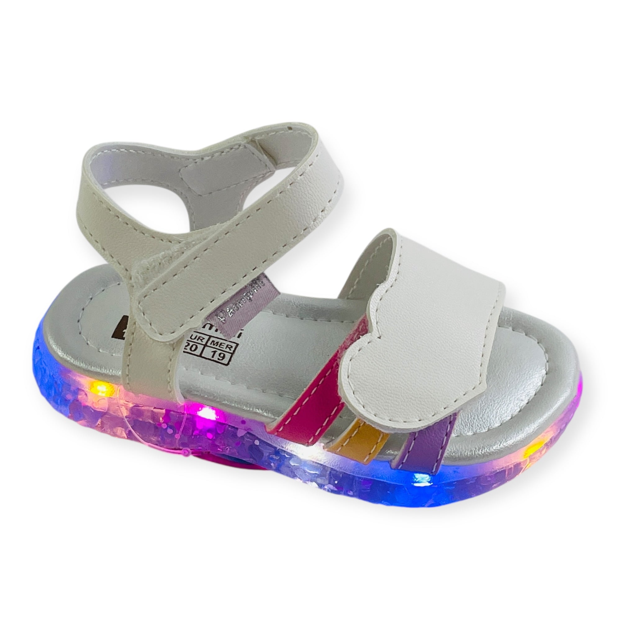 Sandália Pampili Mini Led Coração Listras